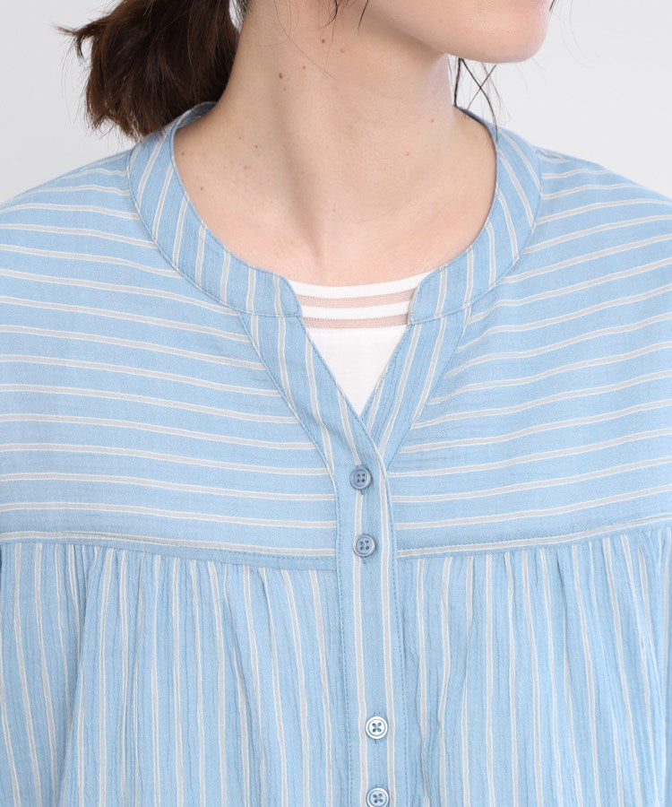 リフレクト Reflect 【E-QUALITY／手洗い可／羽織りでも◎】ストライプブラウス （ライトグレー(311)） ライトグレー(311)