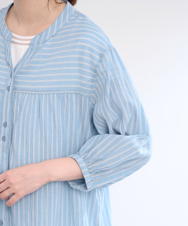 リフレクト Reflect 【E-QUALITY／手洗い可／羽織りでも◎】ストライプブラウス （ライトグレー(311)） ライトグレー(311)