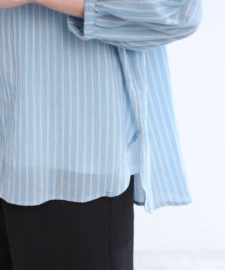 リフレクト Reflect 【E-QUALITY／手洗い可／羽織りでも◎】ストライプブラウス （ライトグレー(311)） ライトグレー(311)