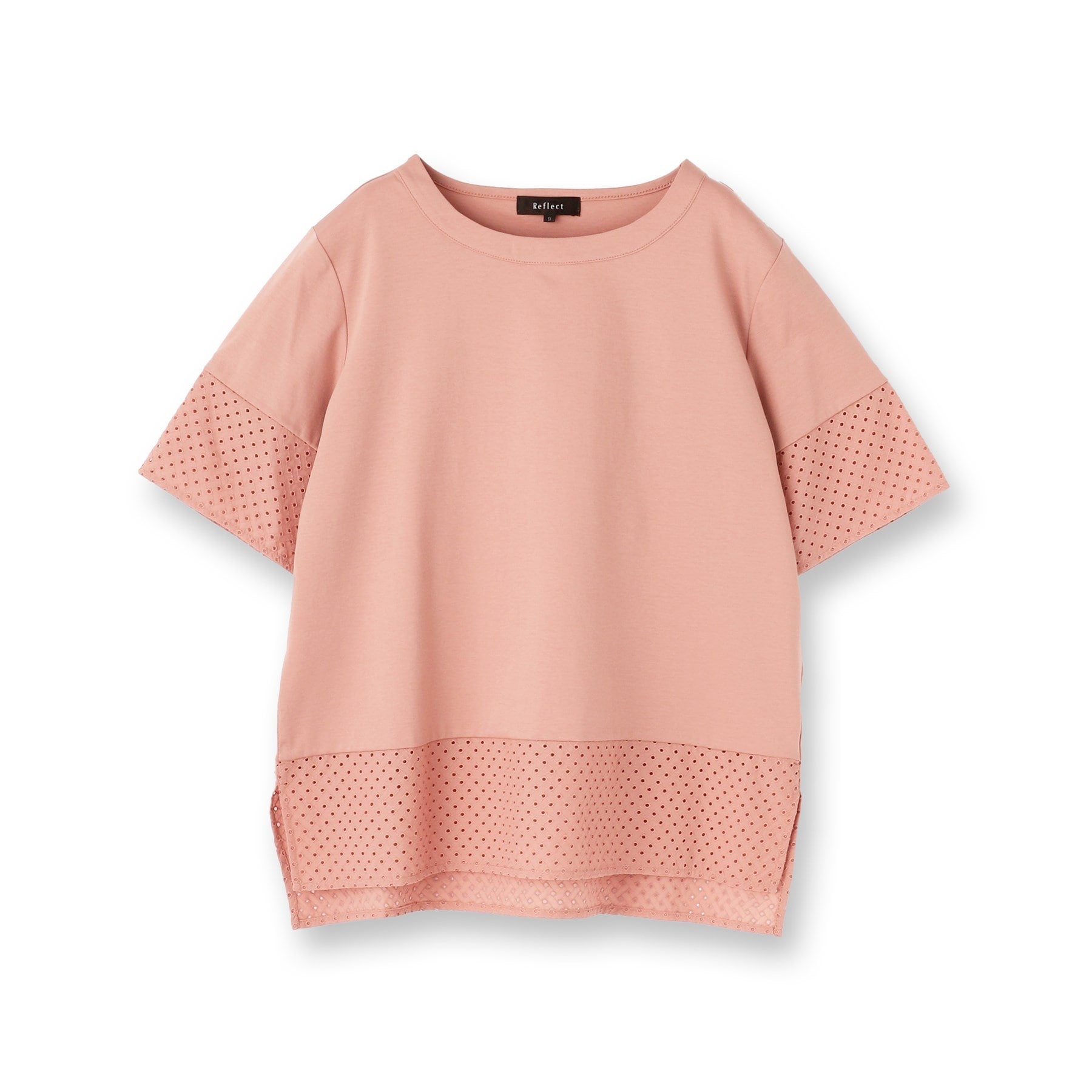 リフレクト Reflect 【E-QUALITY／手洗い可】コットンレースドッキングTシャツ （ブラック(019)） ブラック(019)