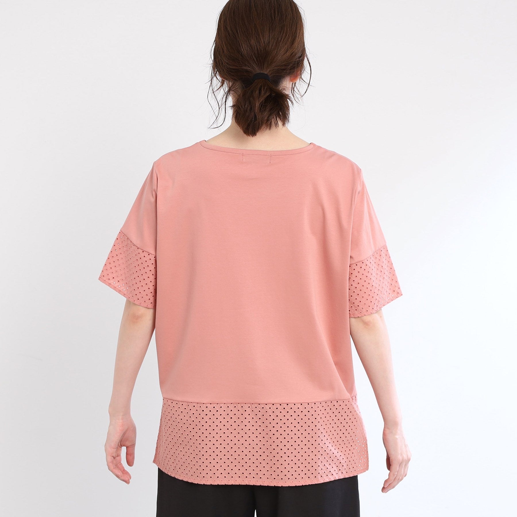 リフレクト Reflect 【E-QUALITY／手洗い可】コットンレースドッキングTシャツ （ブラック(019)） ブラック(019)