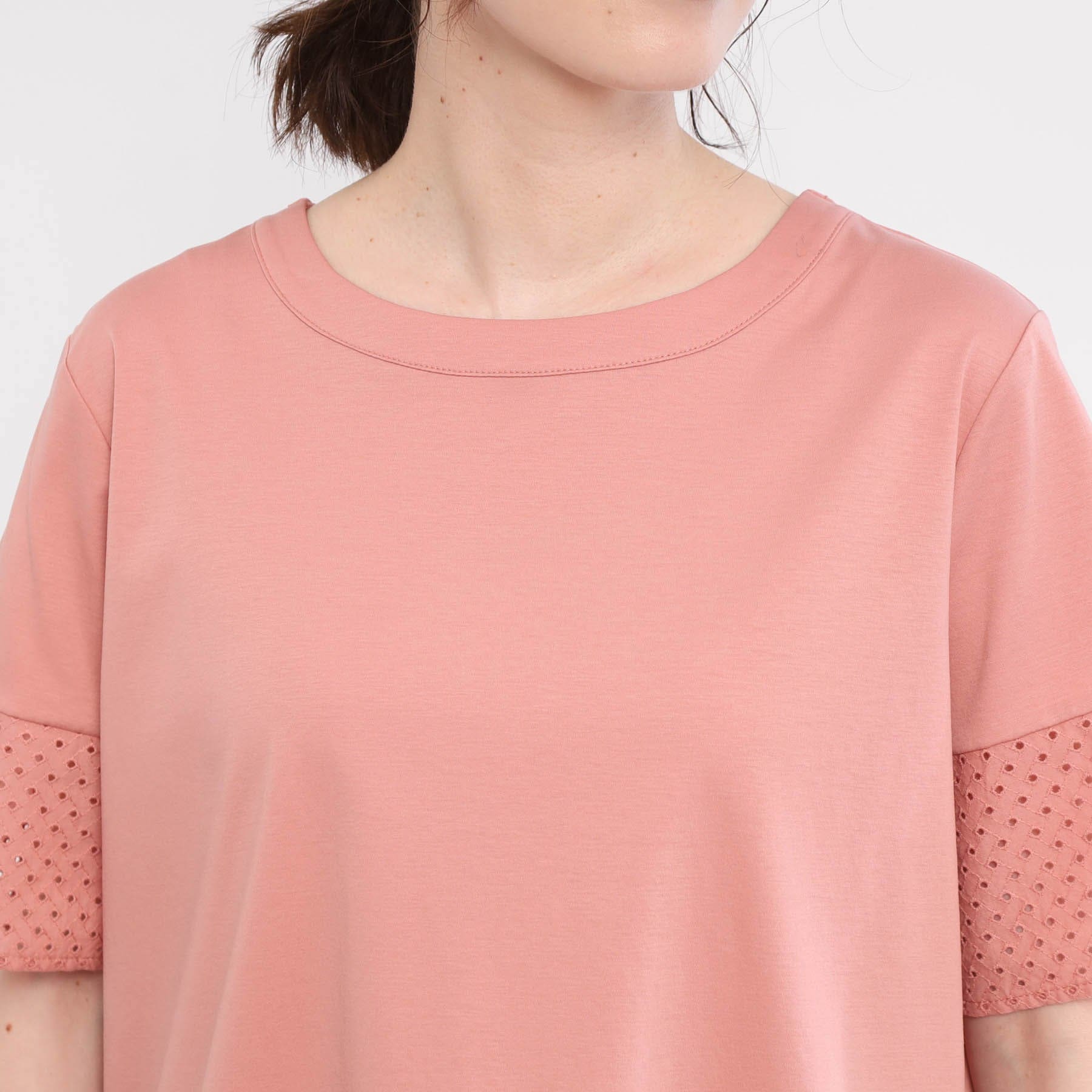 リフレクト Reflect 【E-QUALITY／手洗い可】コットンレースドッキングTシャツ （ブラック(019)） ブラック(019)