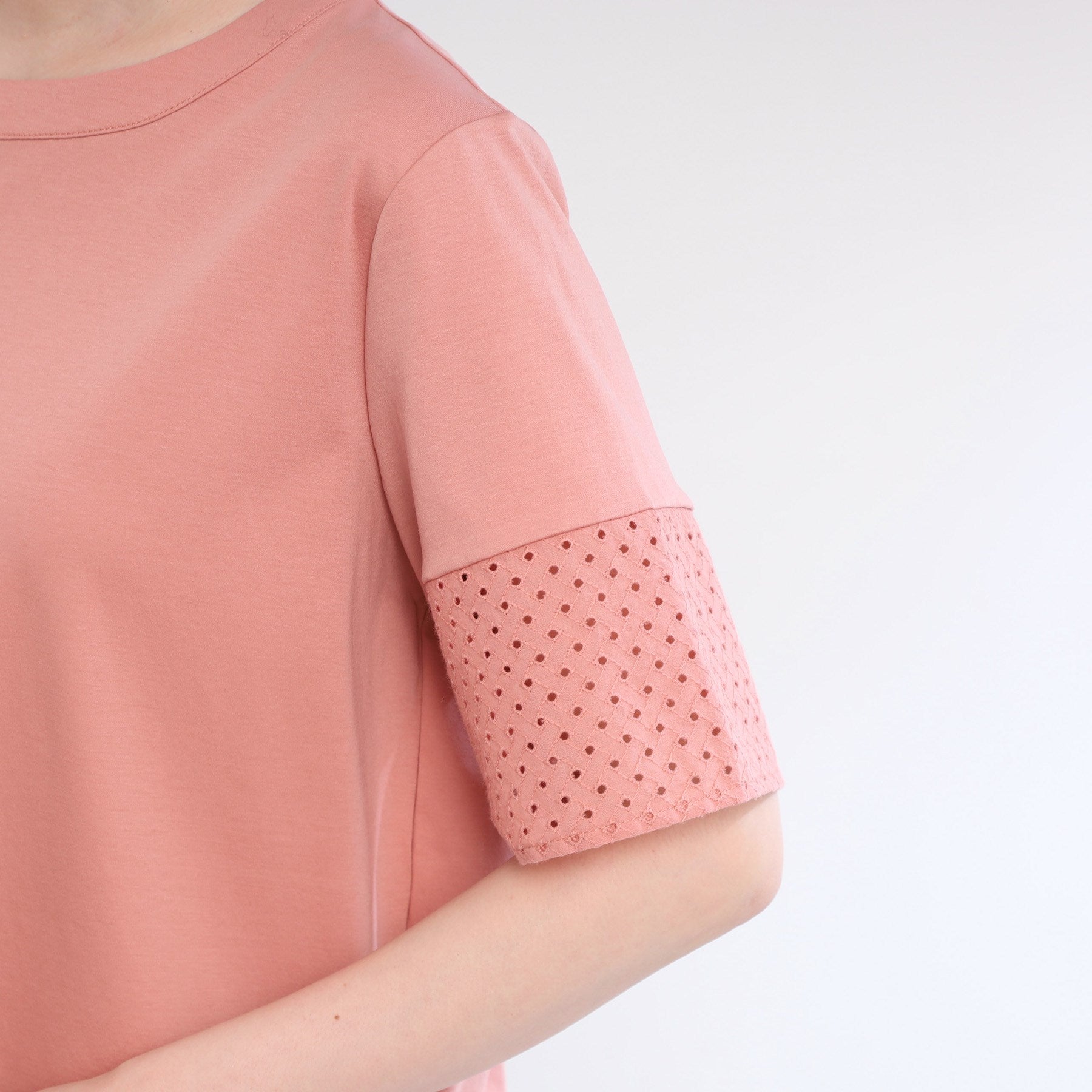 リフレクト Reflect 【E-QUALITY／手洗い可】コットンレースドッキングTシャツ （ブラック(019)） ブラック(019)