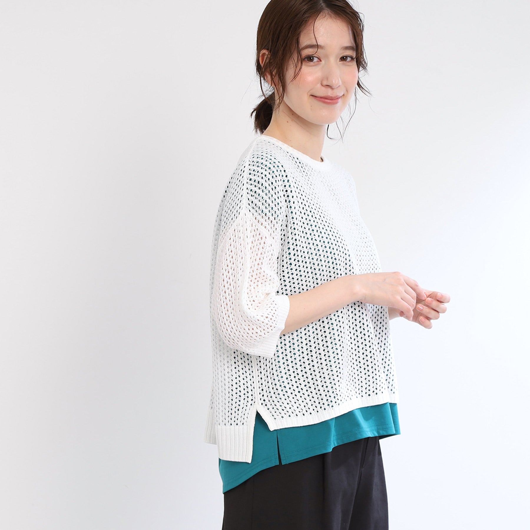 リフレクト Reflect 【E-QUALITY／手洗い可】レーシーニット （ブラック(019)） ブラック(019)