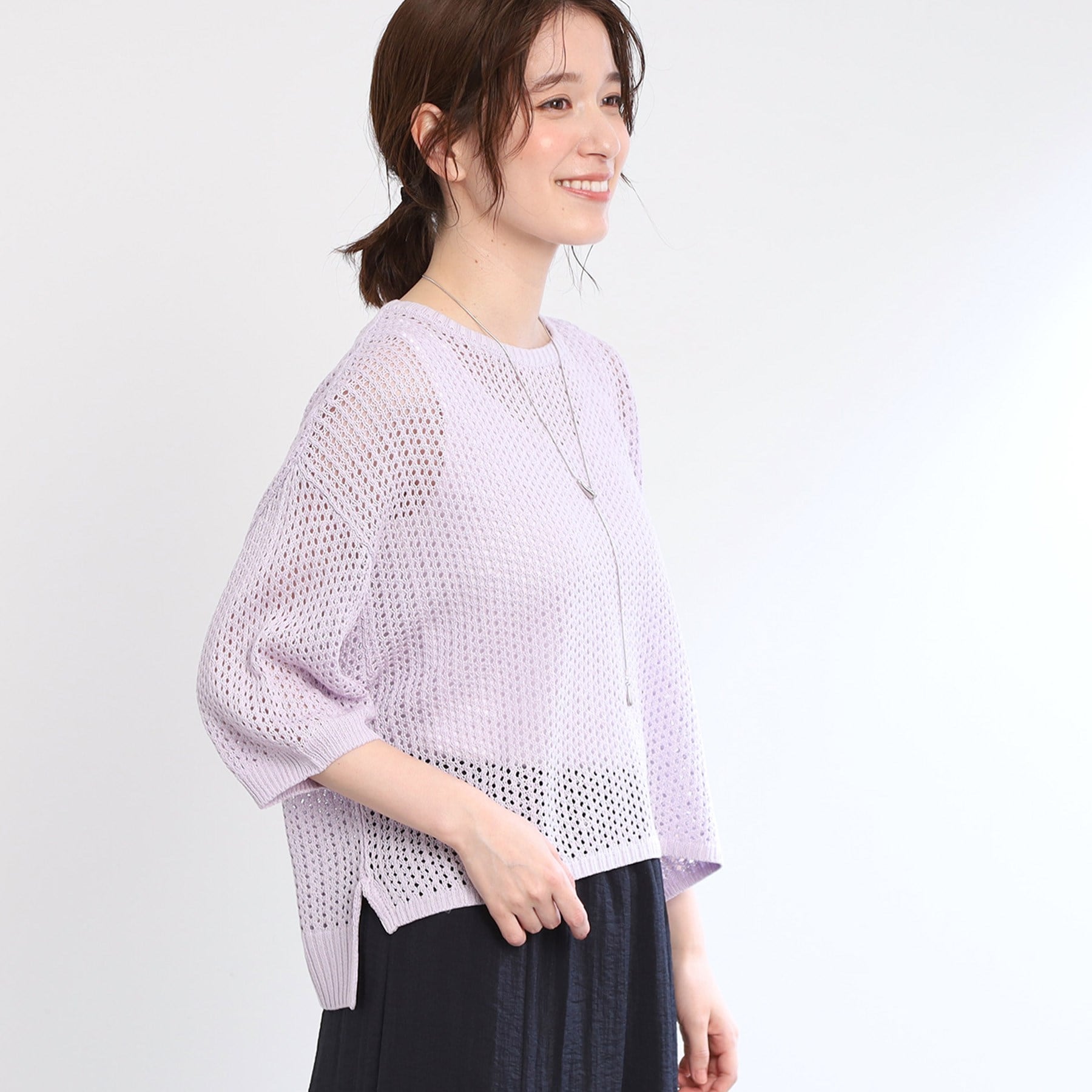 リフレクト Reflect 【E-QUALITY／手洗い可】レーシーニット （ラベンダー(080)） ラベンダー(080)