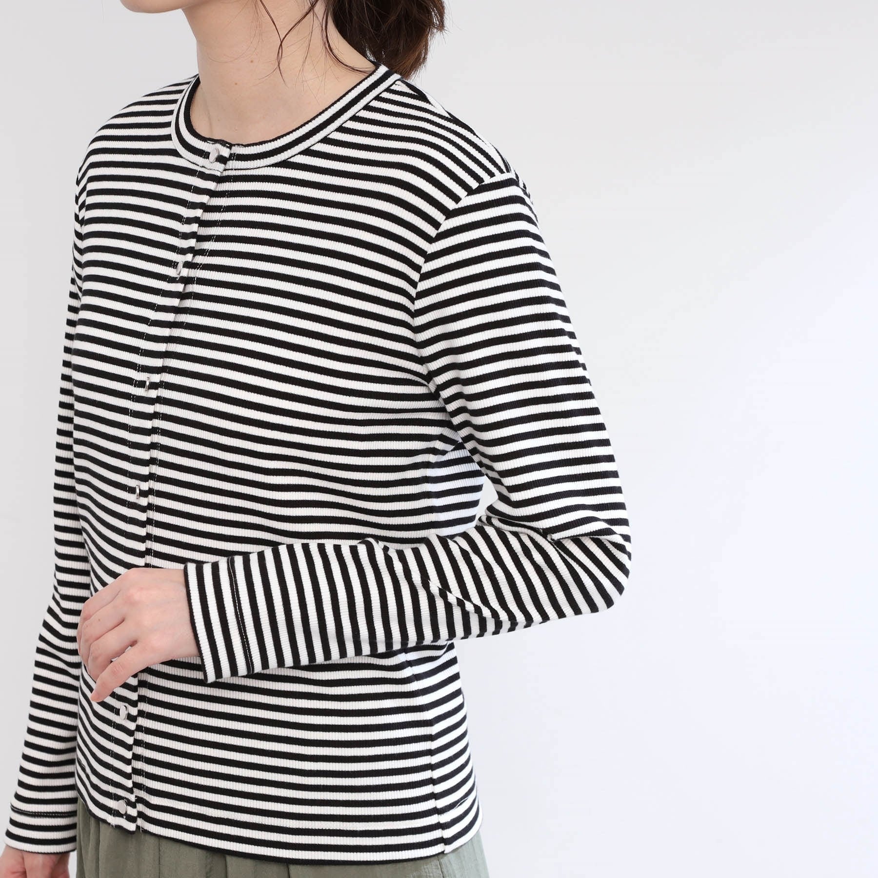 リフレクト Reflect 【E-QUALITY／手洗い可／一枚着でも◎】ドット風ボタンカーディガン （ブラック(319)） ブラック(319)