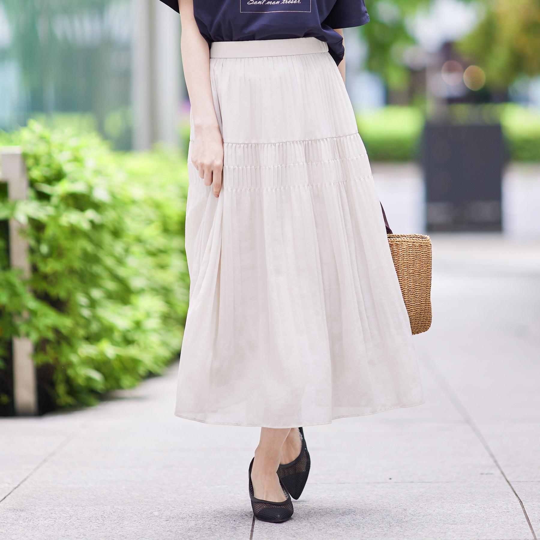 リフレクト Reflect 【マシンウォッシュ可】プリーツティアードスカート （ライトベージュ(051)） ライトベージュ(051)