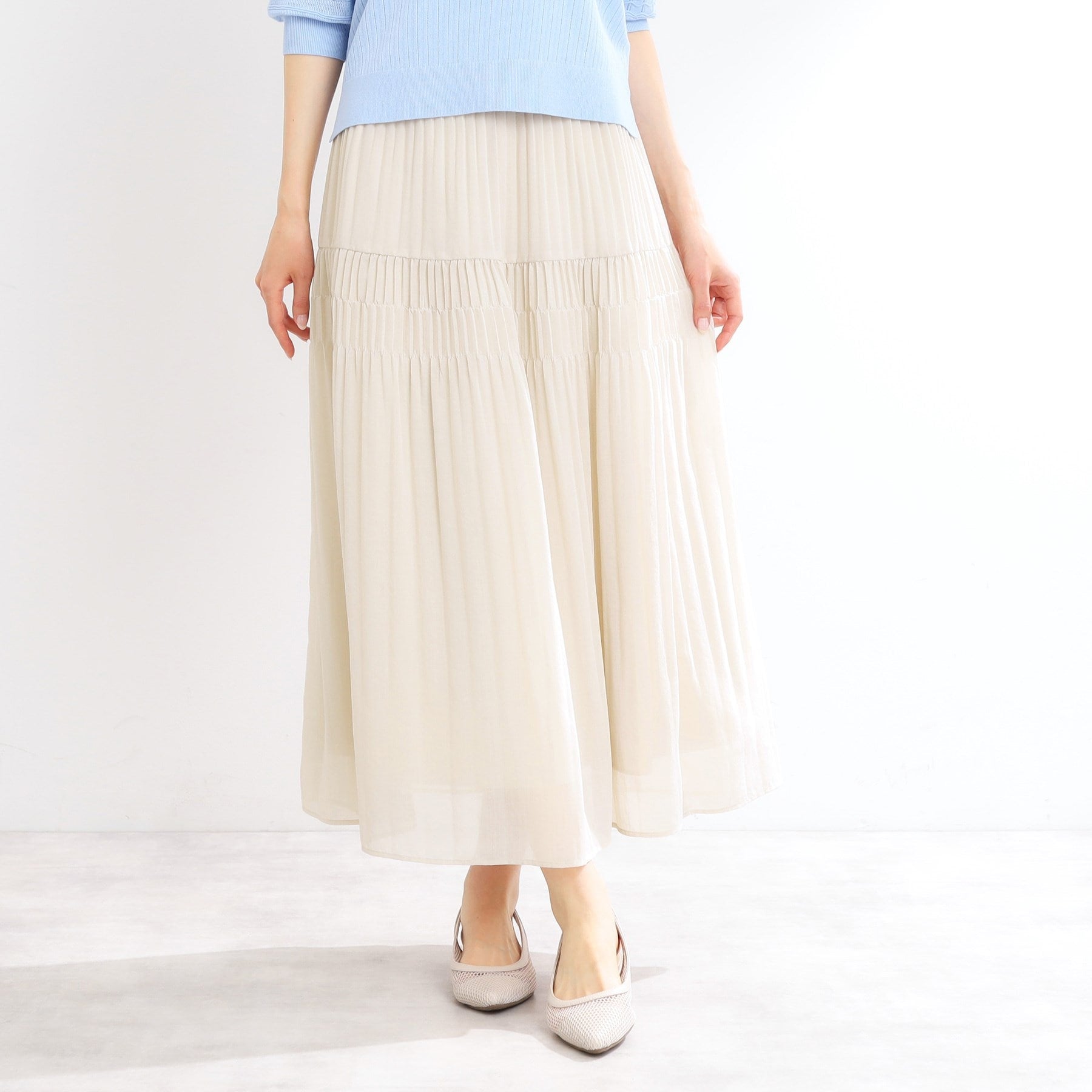 リフレクト Reflect 【マシンウォッシュ可】プリーツティアードスカート （ライトベージュ(051)） ライトベージュ(051)