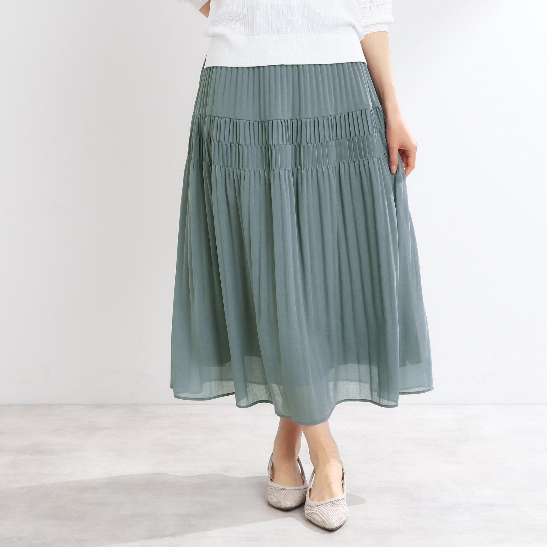 リフレクト Reflect 【マシンウォッシュ可】プリーツティアードスカート （ライトベージュ(051)） ライトベージュ(051)