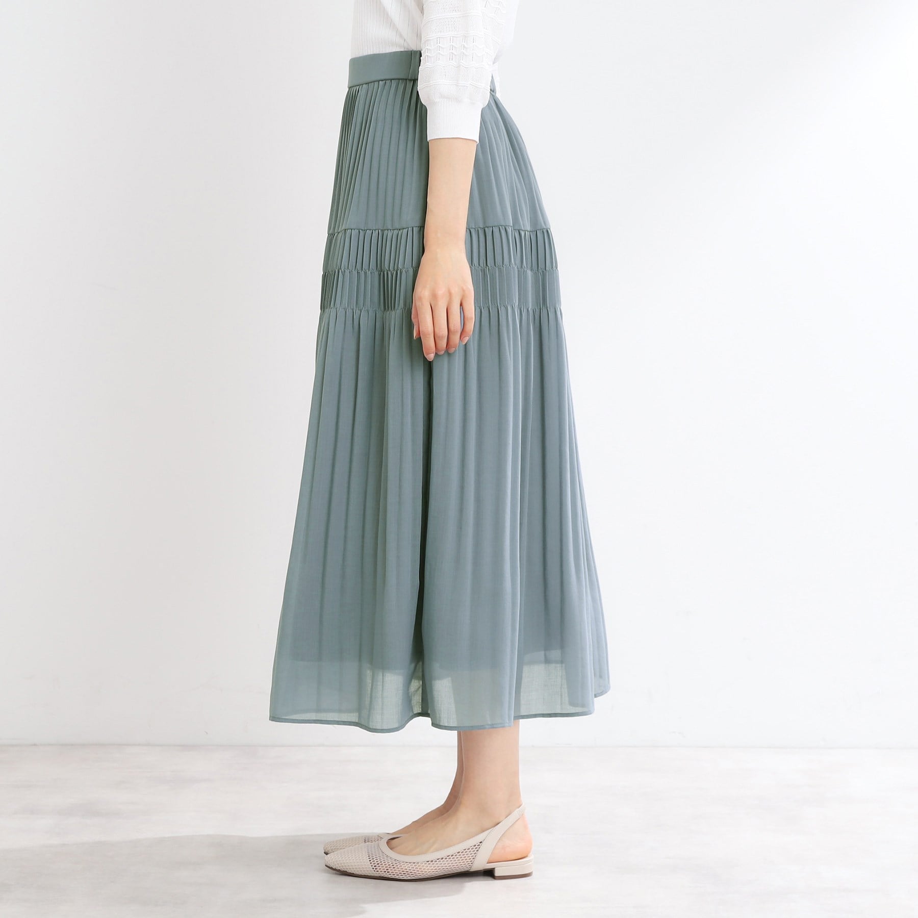リフレクト Reflect 【マシンウォッシュ可】プリーツティアードスカート （ライトベージュ(051)） ライトベージュ(051)