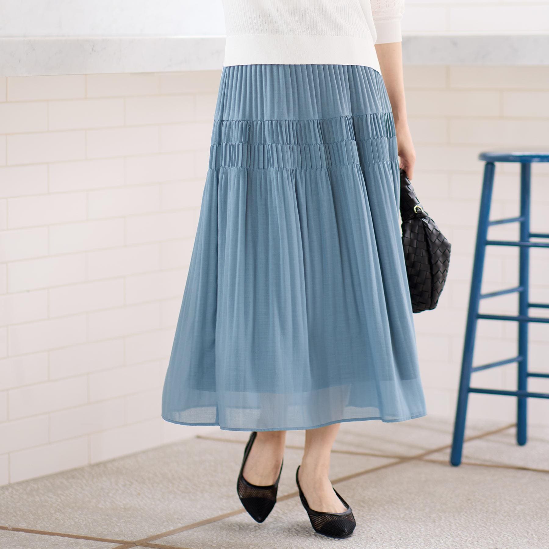 リフレクト Reflect 【マシンウォッシュ可】プリーツティアードスカート （ブルーグリーン(097)） ブルーグリーン(097)