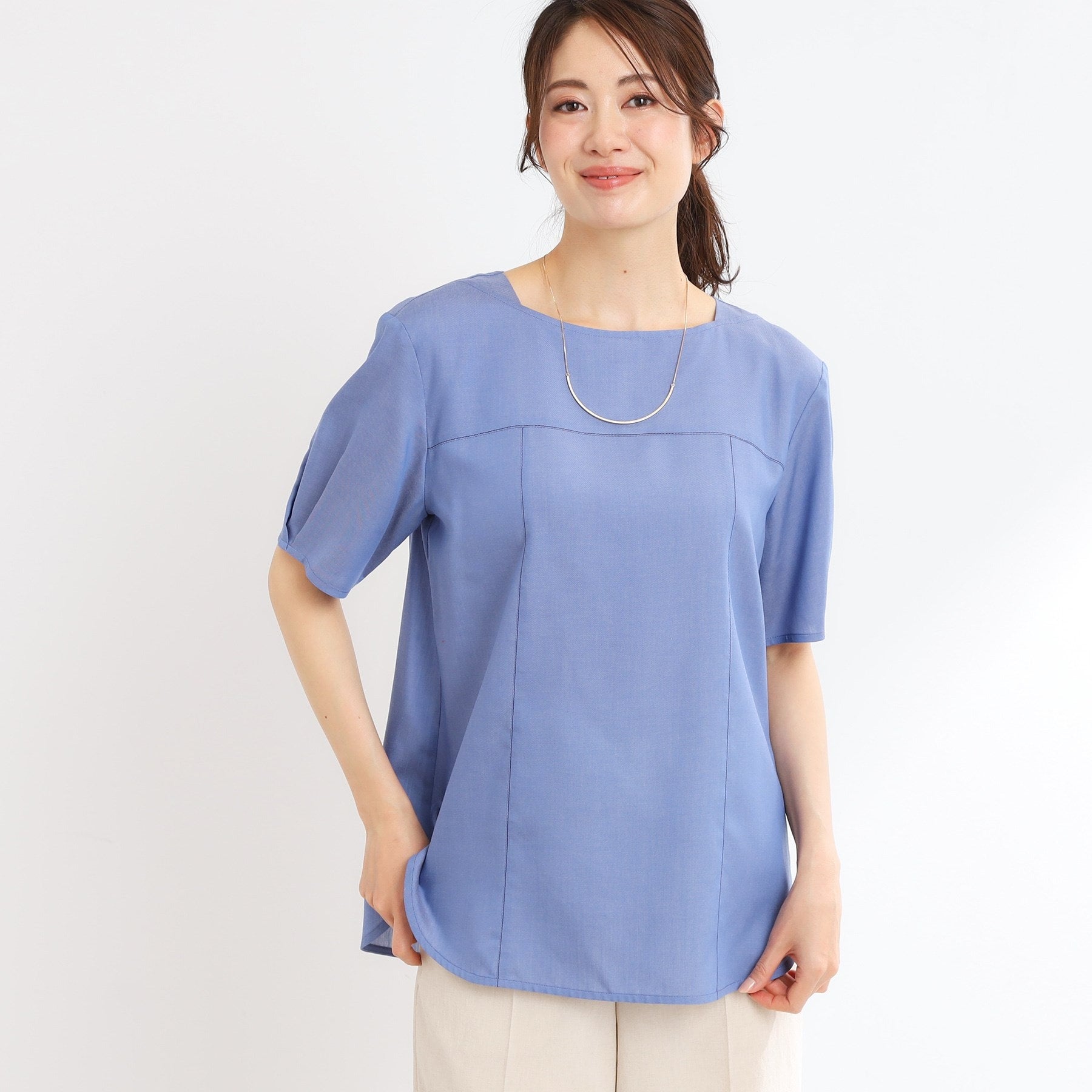 リフレクト Reflect 【マシンウォッシュ可】デニム調プルオーバーブラウス （ネイビー(094)） ネイビー(094)