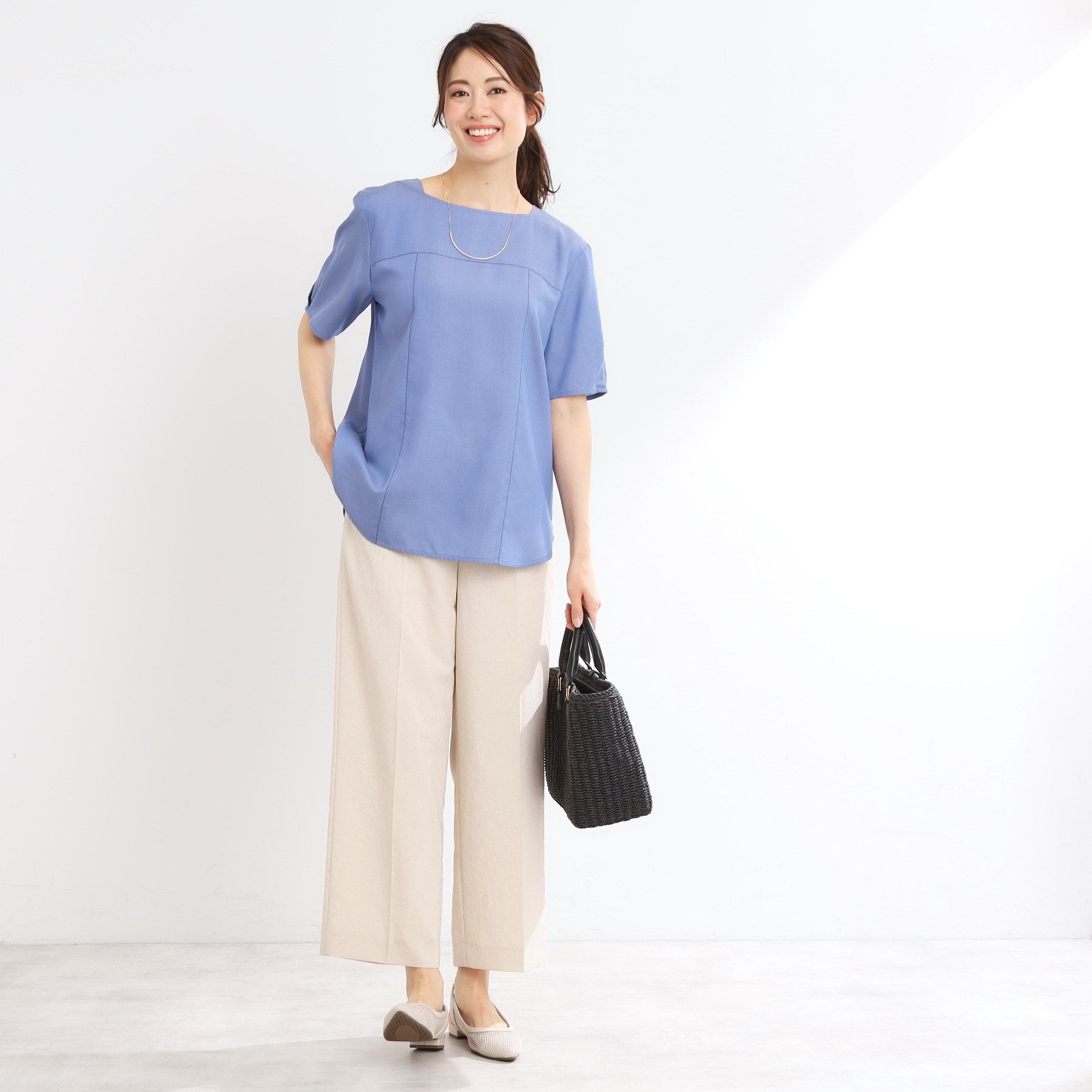 リフレクト Reflect 【マシンウォッシュ可】デニム調プルオーバーブラウス （ネイビー(094)） ネイビー(094)