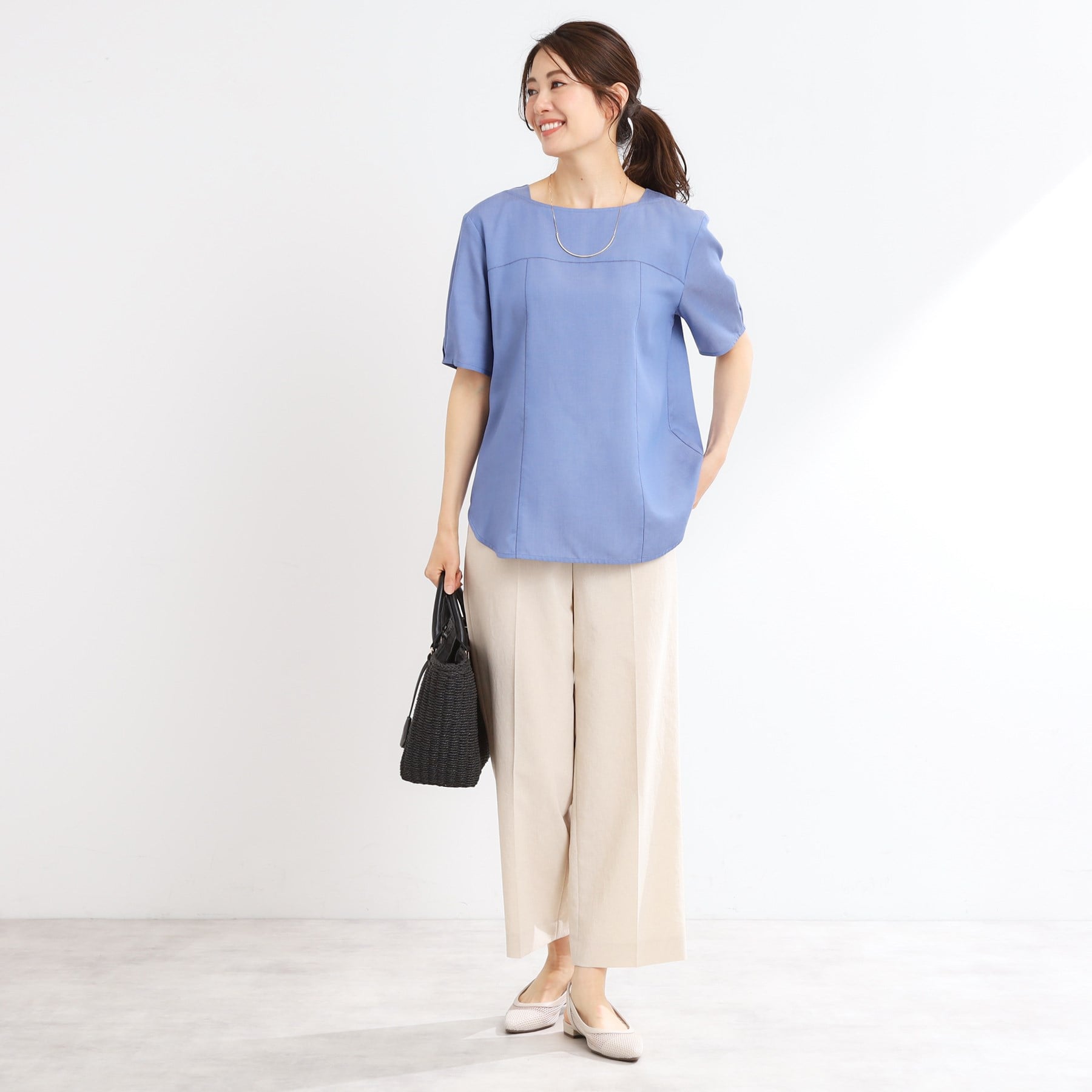 リフレクト Reflect 【マシンウォッシュ可】デニム調プルオーバーブラウス （ネイビー(094)） ネイビー(094)