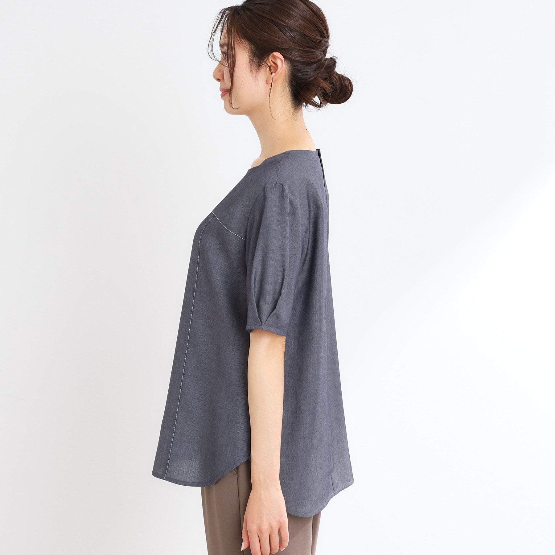 リフレクト Reflect 【マシンウォッシュ可】デニム調プルオーバーブラウス （ネイビー(094)） ネイビー(094)