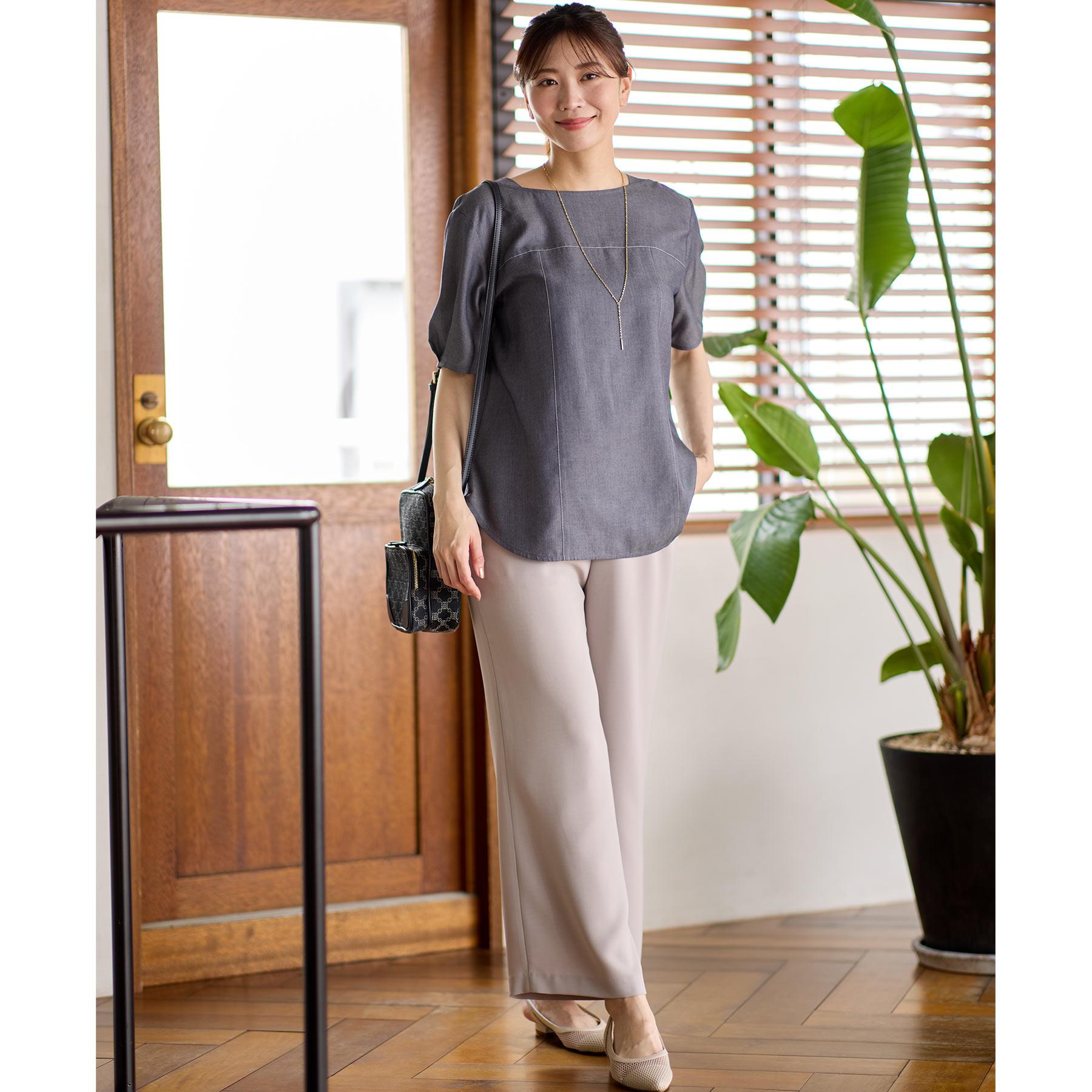 リフレクト Reflect 【マシンウォッシュ可】デニム調プルオーバーブラウス （ネイビー(094)） ネイビー(094)