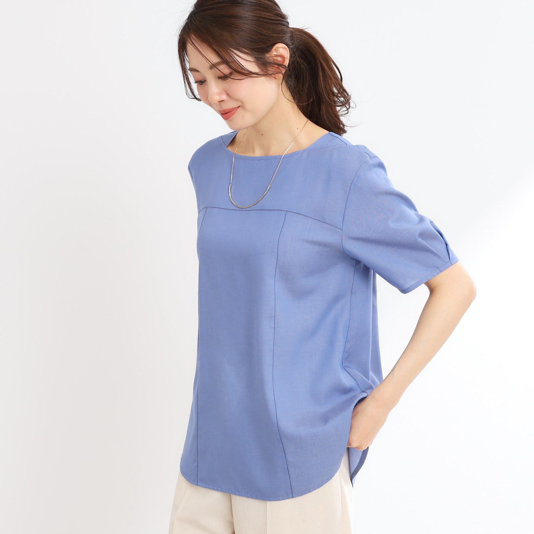 リフレクト Reflect 【マシンウォッシュ可】デニム調プルオーバーブラウス （ネイビー(094)） ネイビー(094)