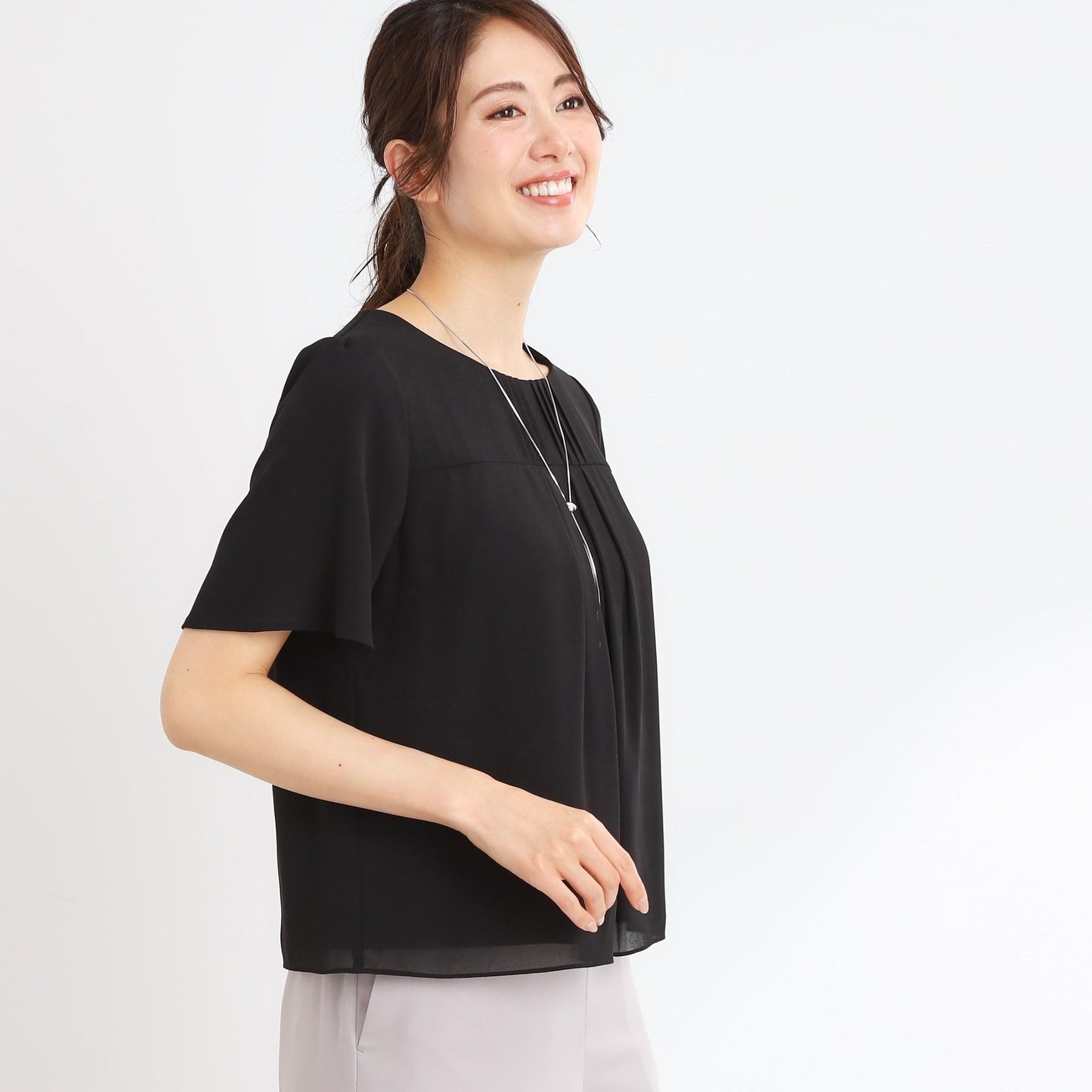 リフレクト Reflect 【UVカット／接触冷感／マシンウォッシュ可】横切替ピンタックデザインブラウス （ネイビー(094)） ネイビー(094)