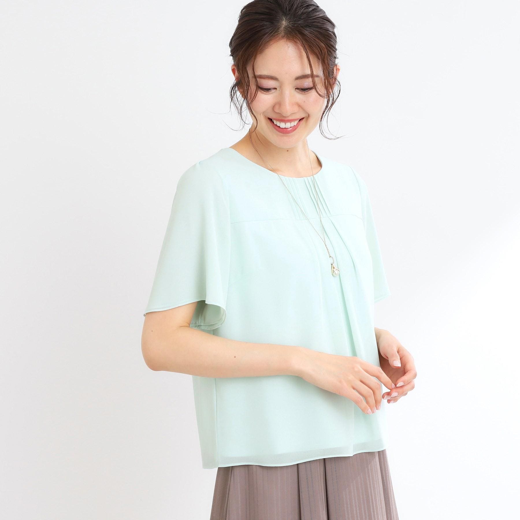 リフレクト Reflect 【UVカット／接触冷感／マシンウォッシュ可】横切替ピンタックデザインブラウス （ネイビー(094)） ネイビー(094)