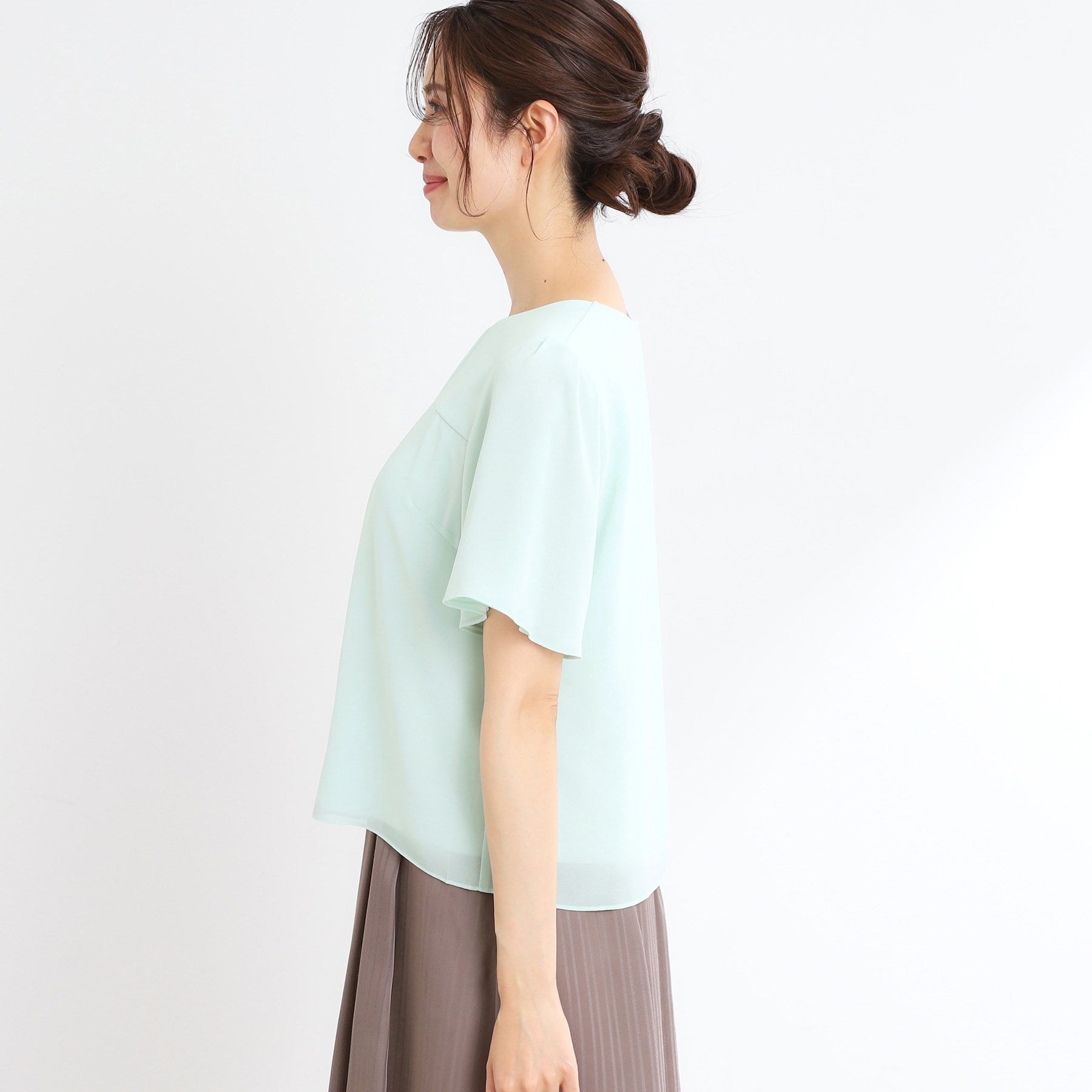 リフレクト Reflect 【UVカット／接触冷感／マシンウォッシュ可】横切替ピンタックデザインブラウス （ネイビー(094)） ネイビー(094)