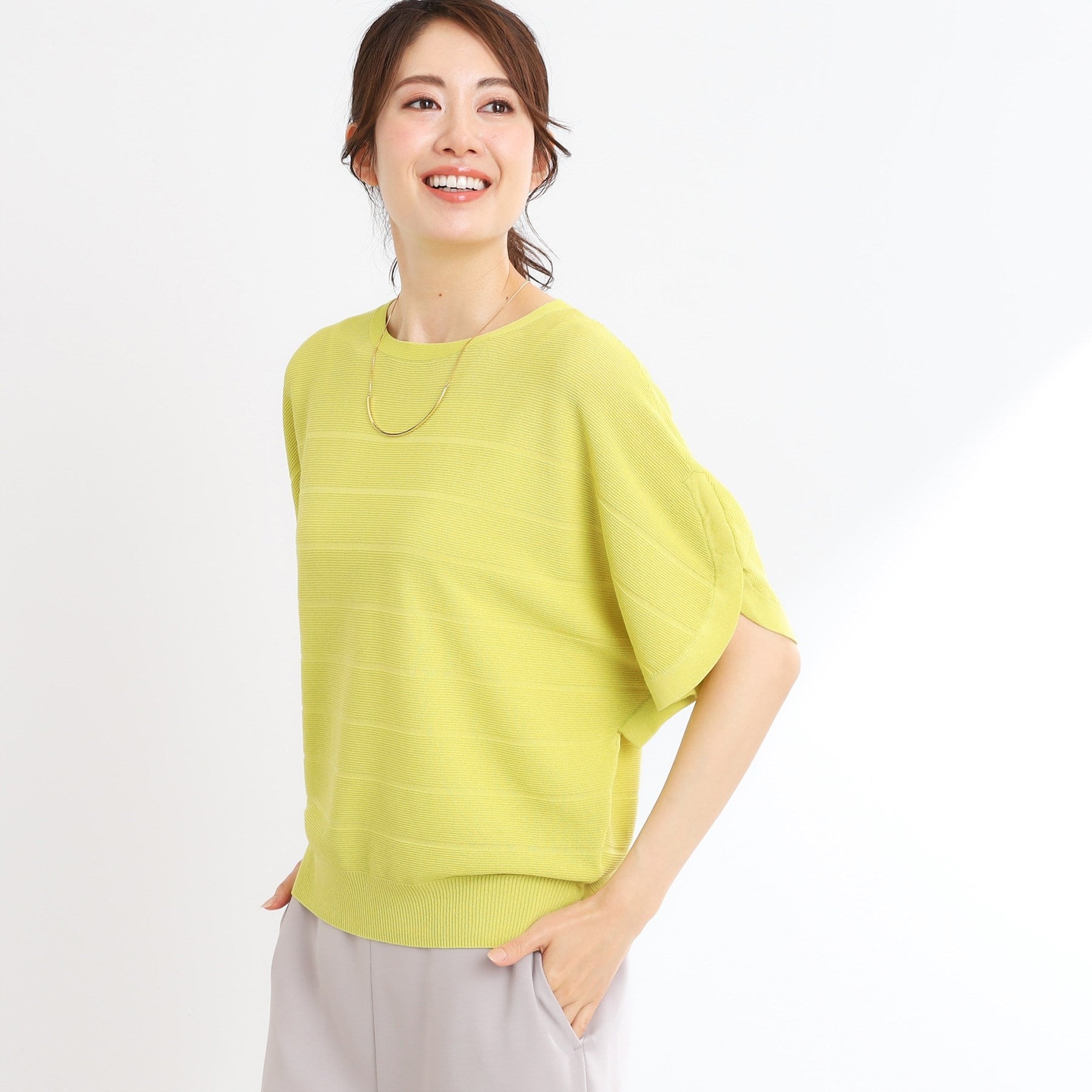 リフレクト Reflect 【夏まで着られる】ドライタッチプルオーバーニット （ライトグレー(011)） ライトグレー(011)