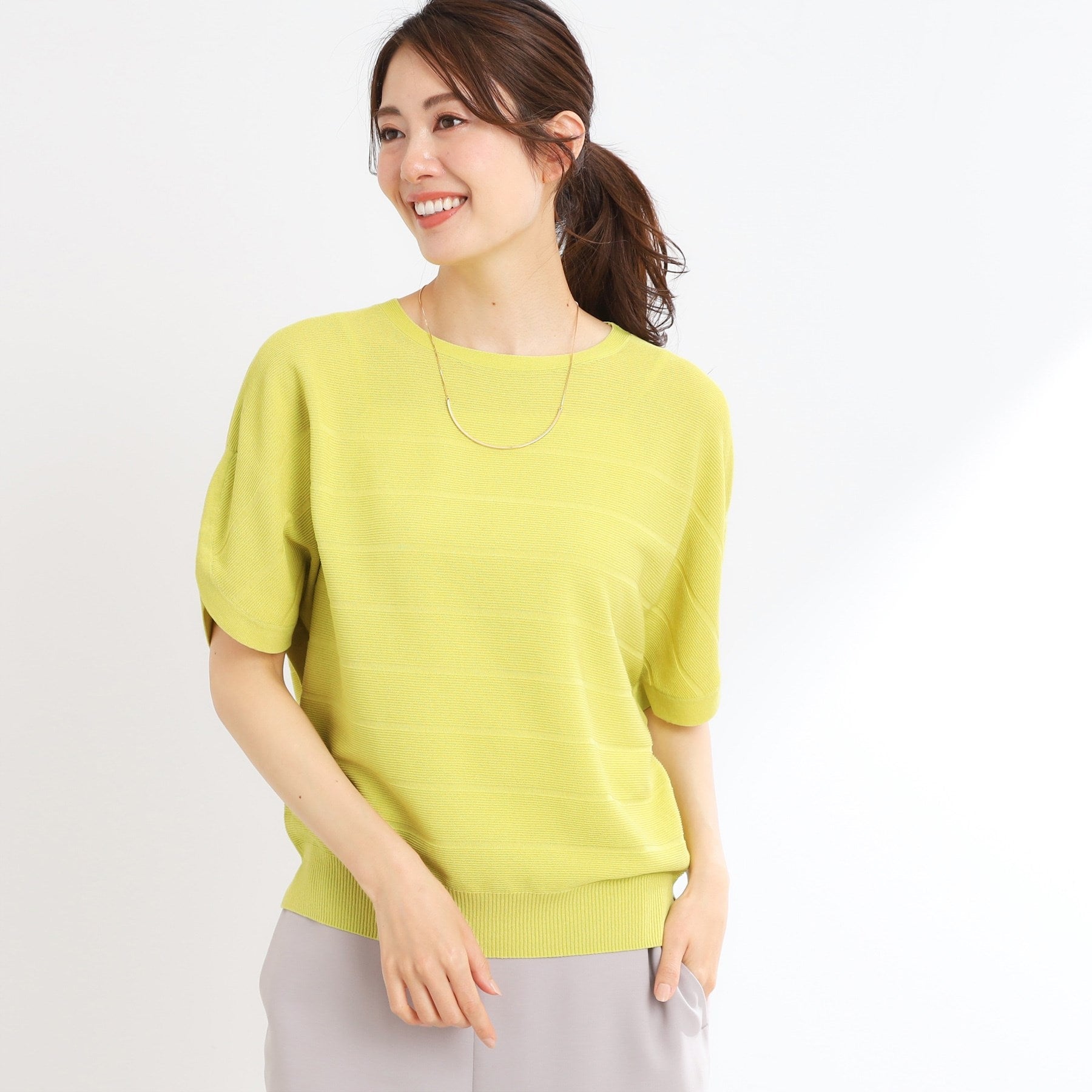 リフレクト Reflect 【夏まで着られる】ドライタッチプルオーバーニット （ライトグレー(011)） ライトグレー(011)