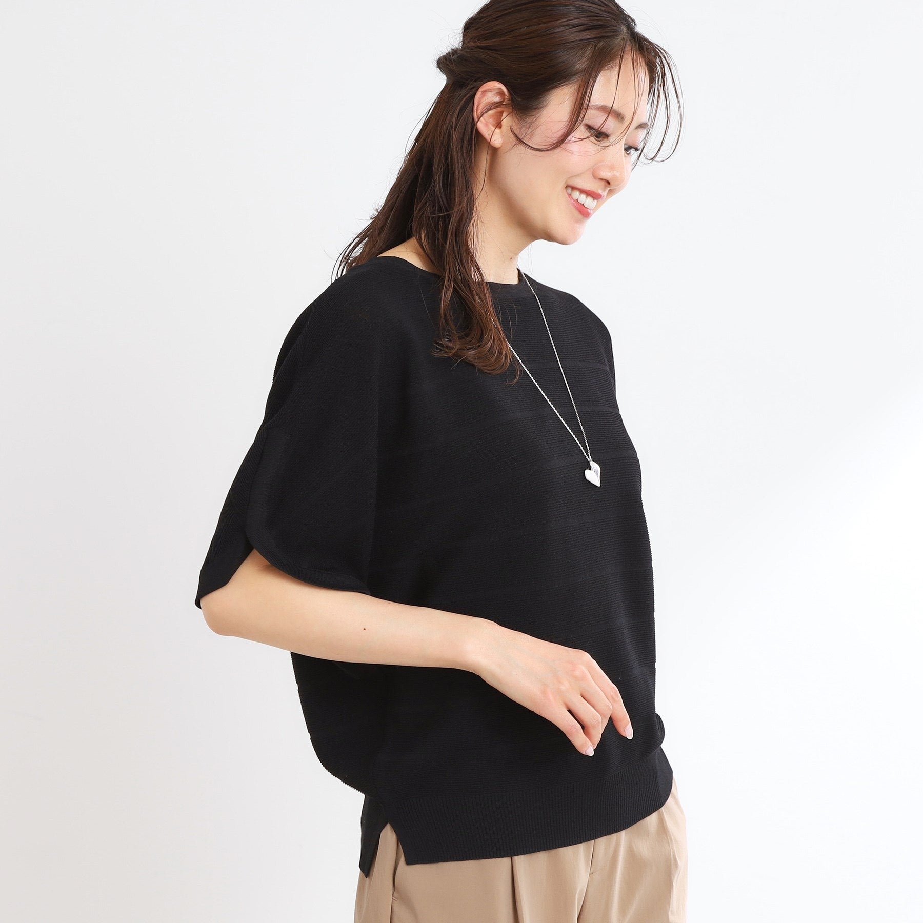 リフレクト Reflect 【夏まで着られる】ドライタッチプルオーバーニット （ブラック(019)） ブラック(019)