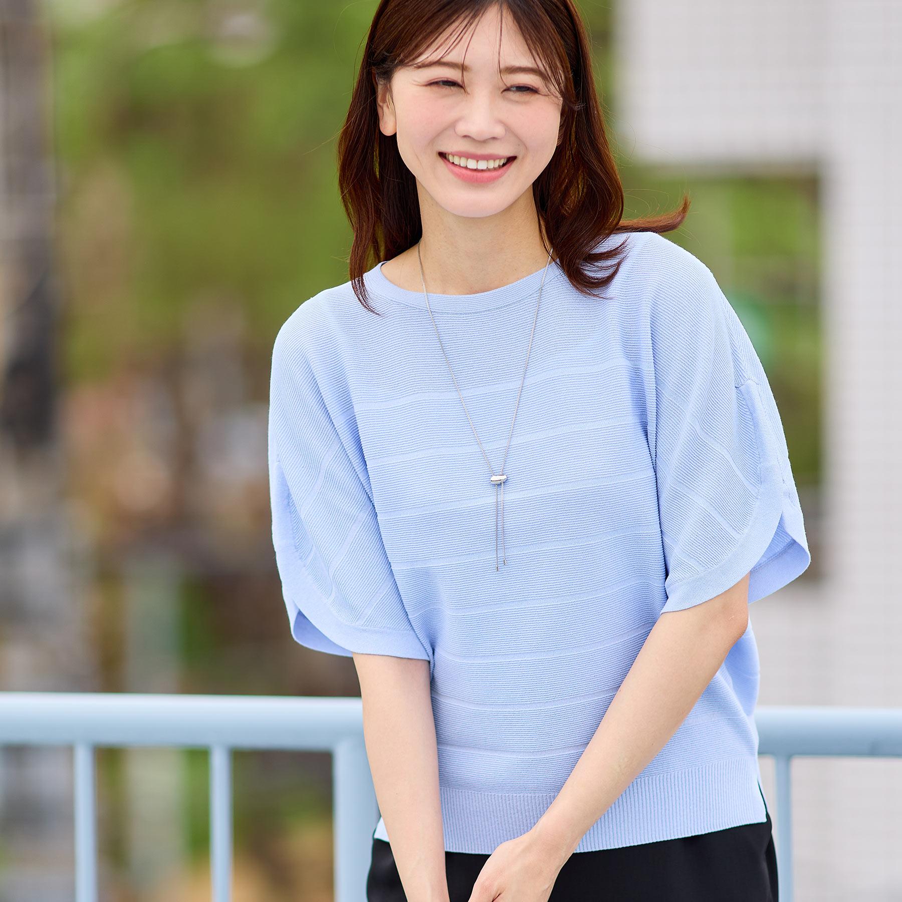 リフレクト Reflect 【夏まで着られる】ドライタッチプルオーバーニット （ブルー(091)） ブルー(091)