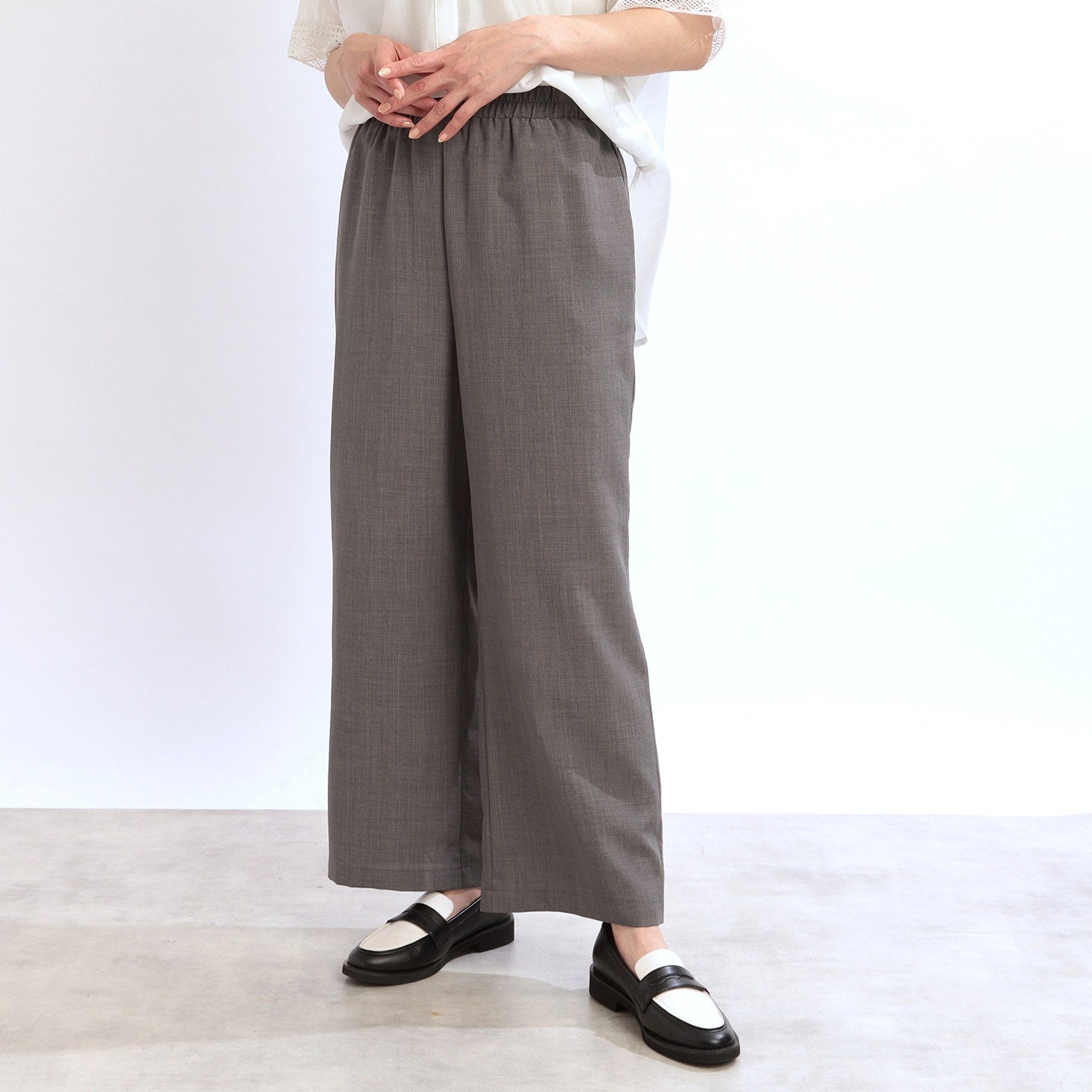 リフレクト Reflect 【E-QUALITY／ウエスト総ゴム／脚長効果◎】ドライタッチワイドパンツ （ブラウン(044)） ブラウン(044)