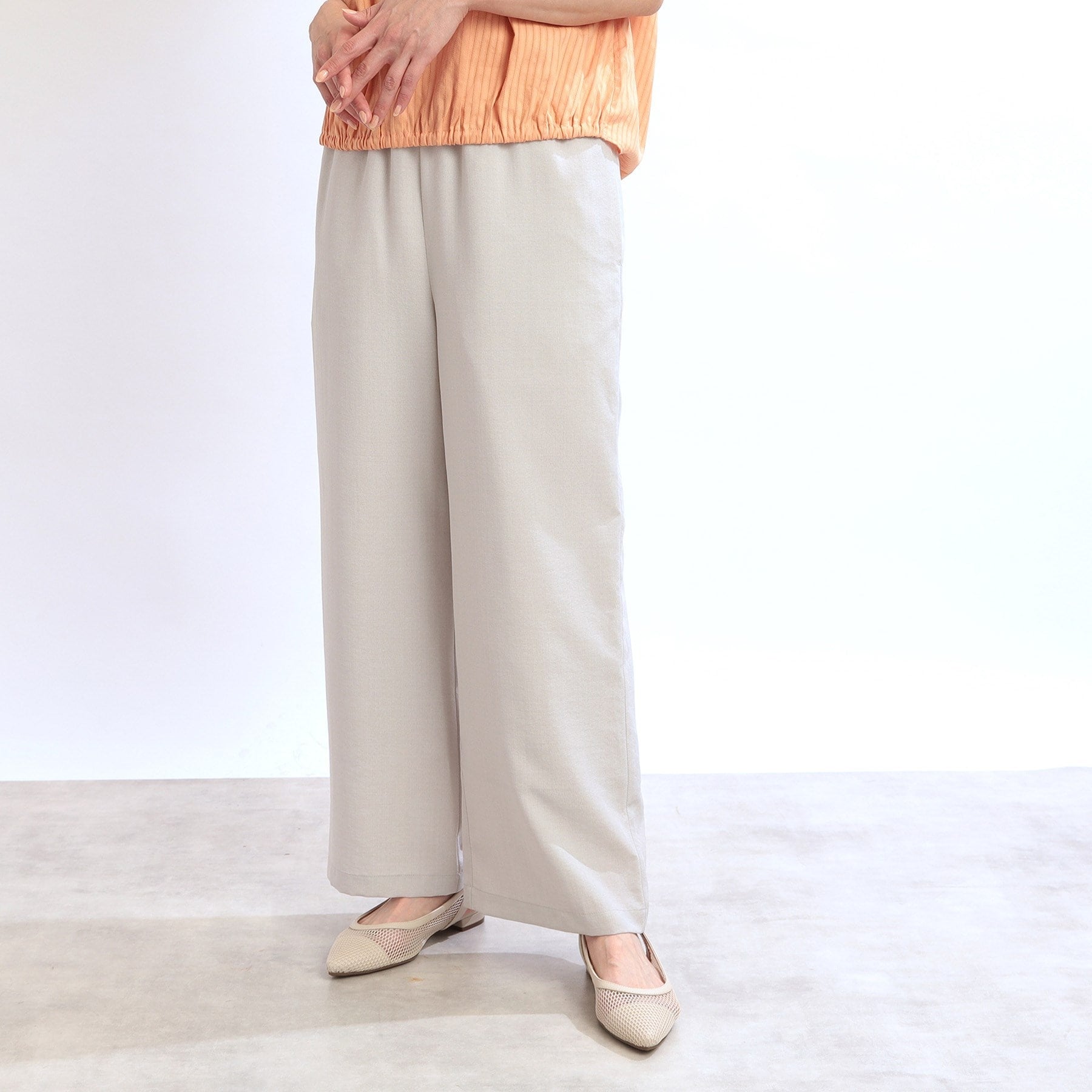 リフレクト Reflect 【E-QUALITY／ウエスト総ゴム／脚長効果◎】ドライタッチワイドパンツ （ブラウン(044)） ブラウン(044)