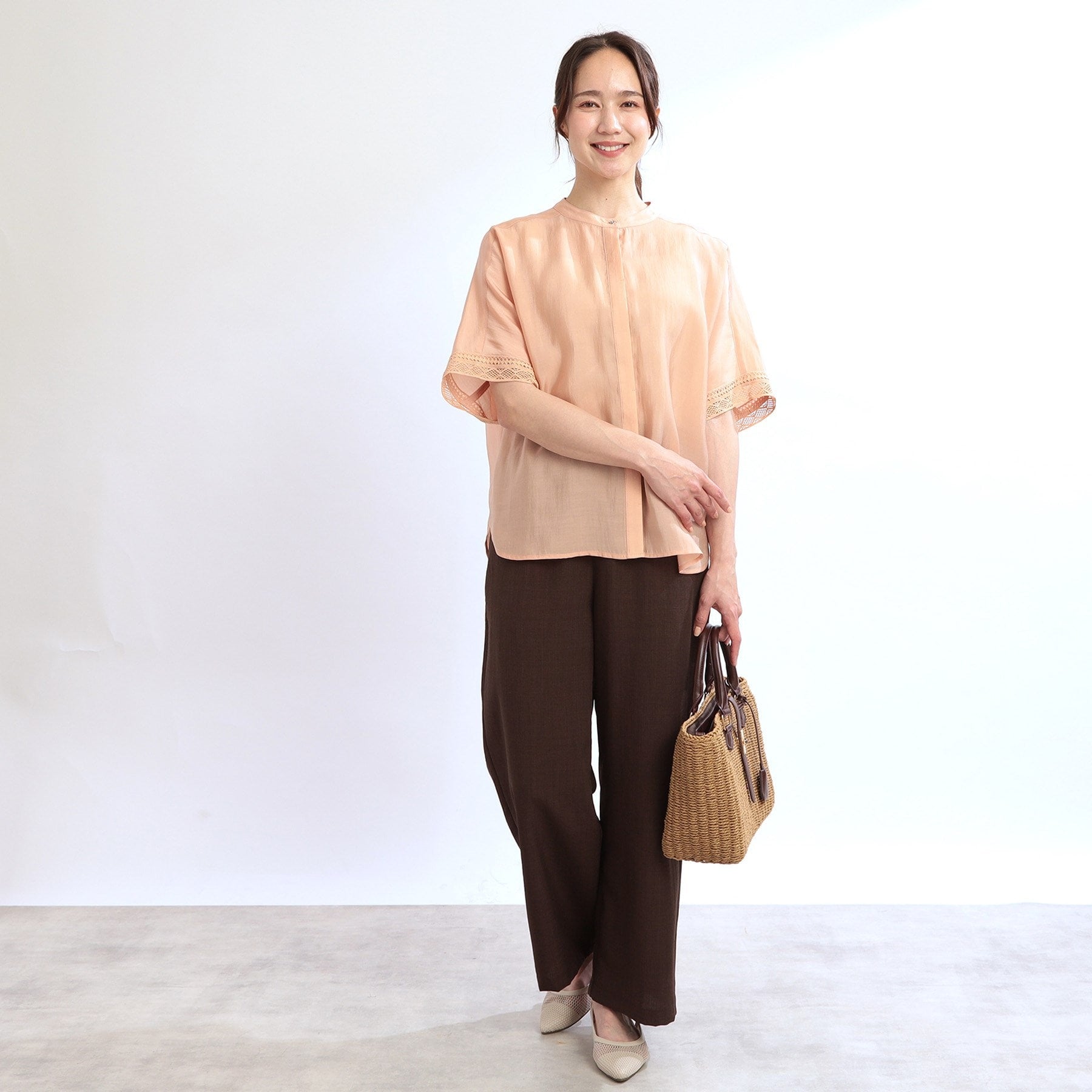 リフレクト Reflect 【E-QUALITY／手洗い可】オフボディドルマンブラウス （モカブラウン(042)） モカブラウン(042)