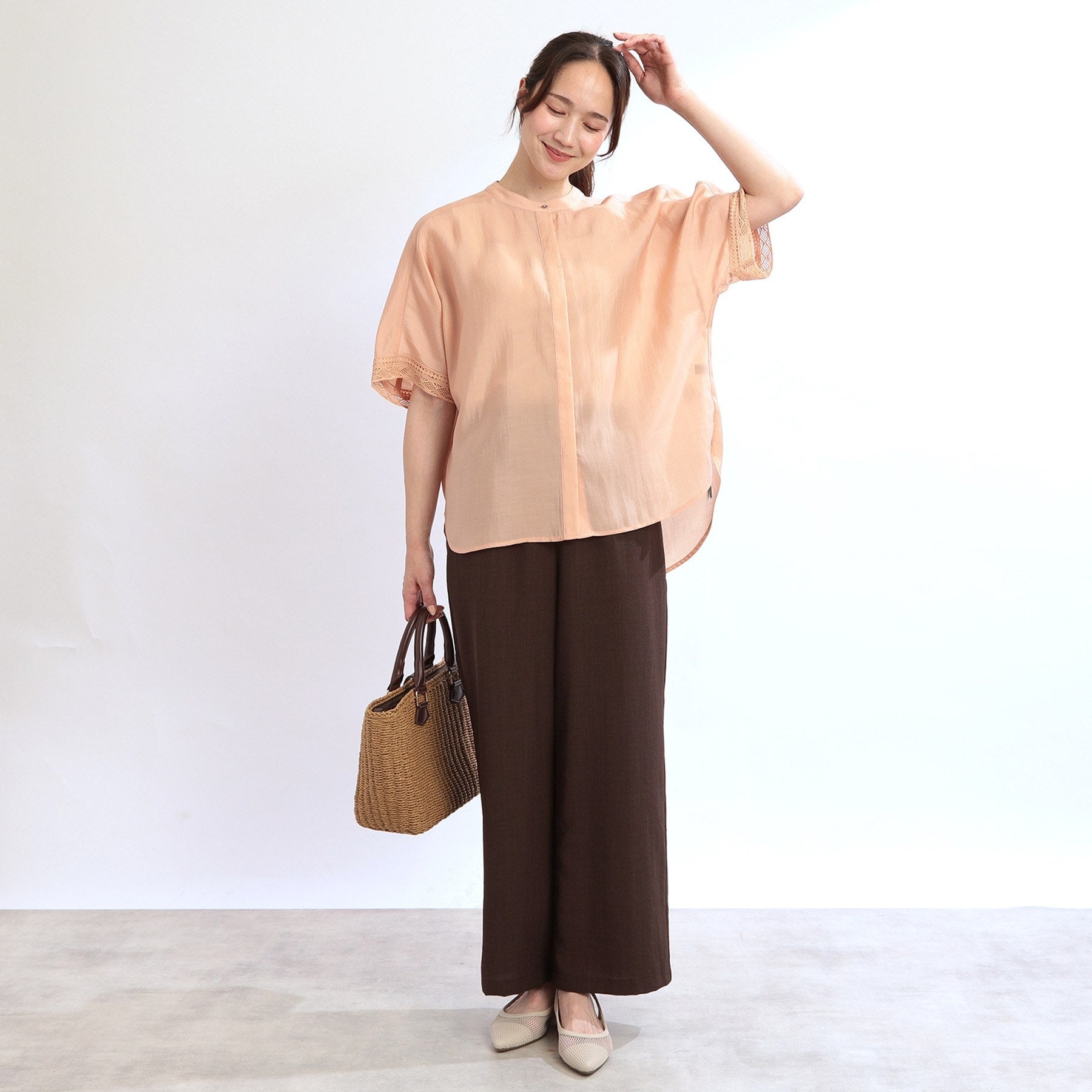 リフレクト Reflect 【E-QUALITY／手洗い可】オフボディドルマンブラウス （モカブラウン(042)） モカブラウン(042)