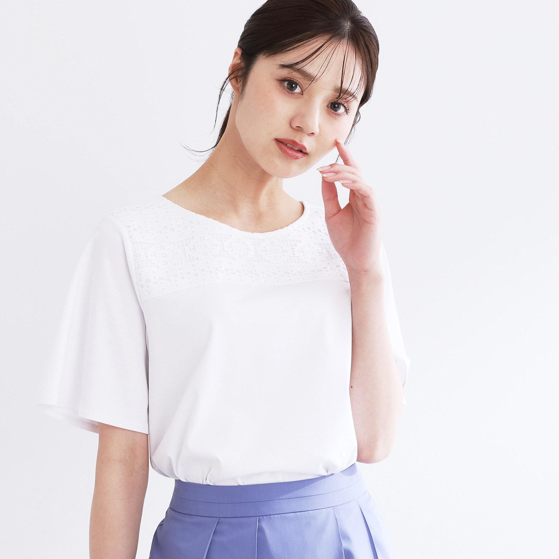 リフレクト Reflect 【手洗い可】レースデザインジャージTシャツ （ブラック(019)） ブラック(019)