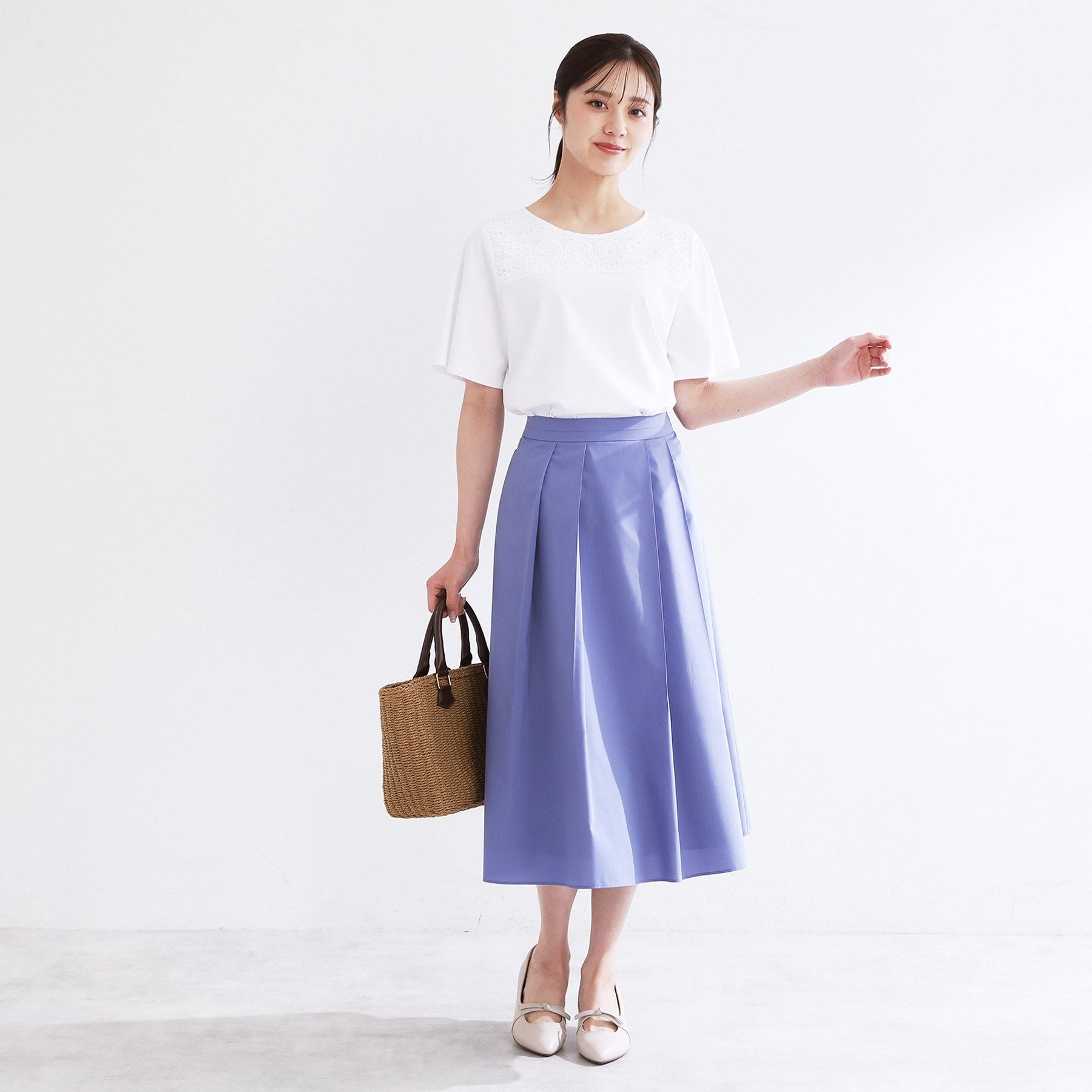 リフレクト Reflect 【手洗い可】レースデザインジャージTシャツ （ブラック(019)） ブラック(019)