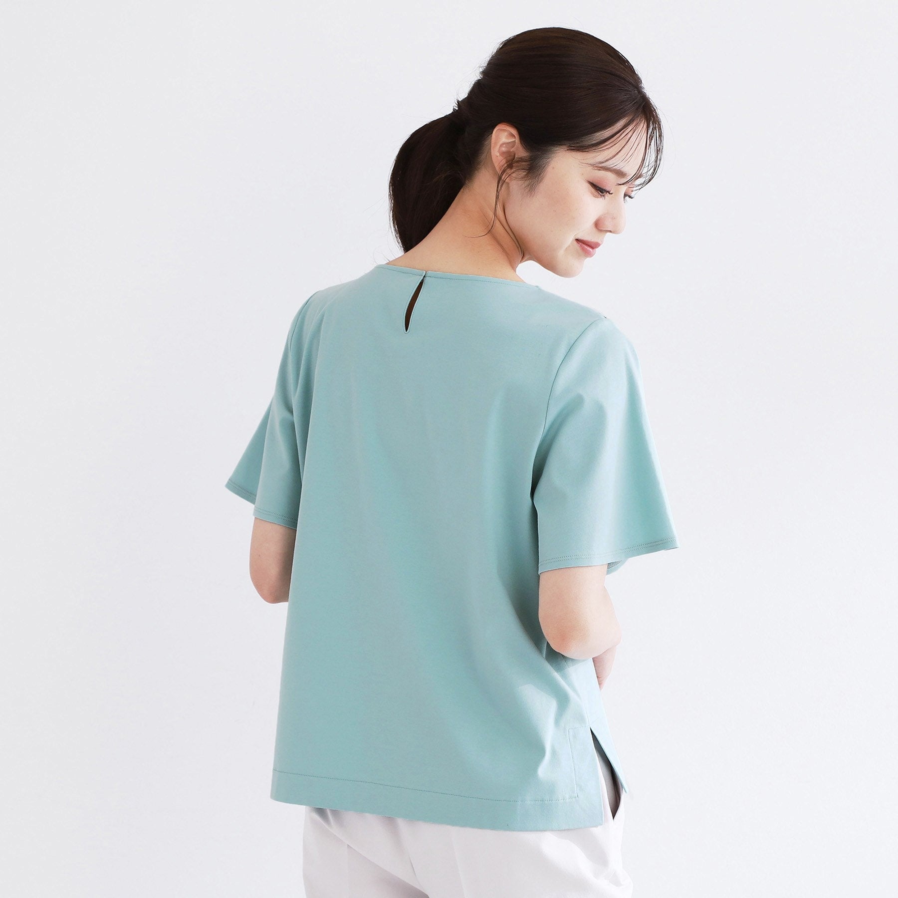 リフレクト Reflect 【手洗い可】レースデザインジャージTシャツ （ブラック(019)） ブラック(019)