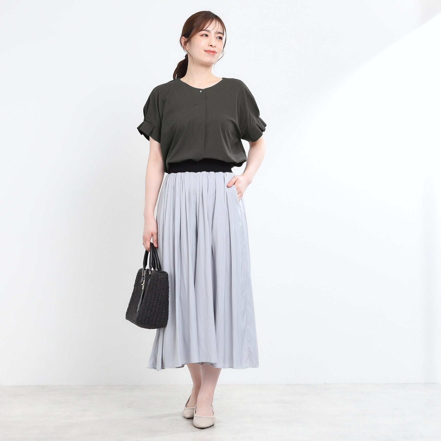 リフレクト Reflect 【E-QUALITY】Vネックジャージカットソー （チャコールグレー(014)） チャコールグレー(014)