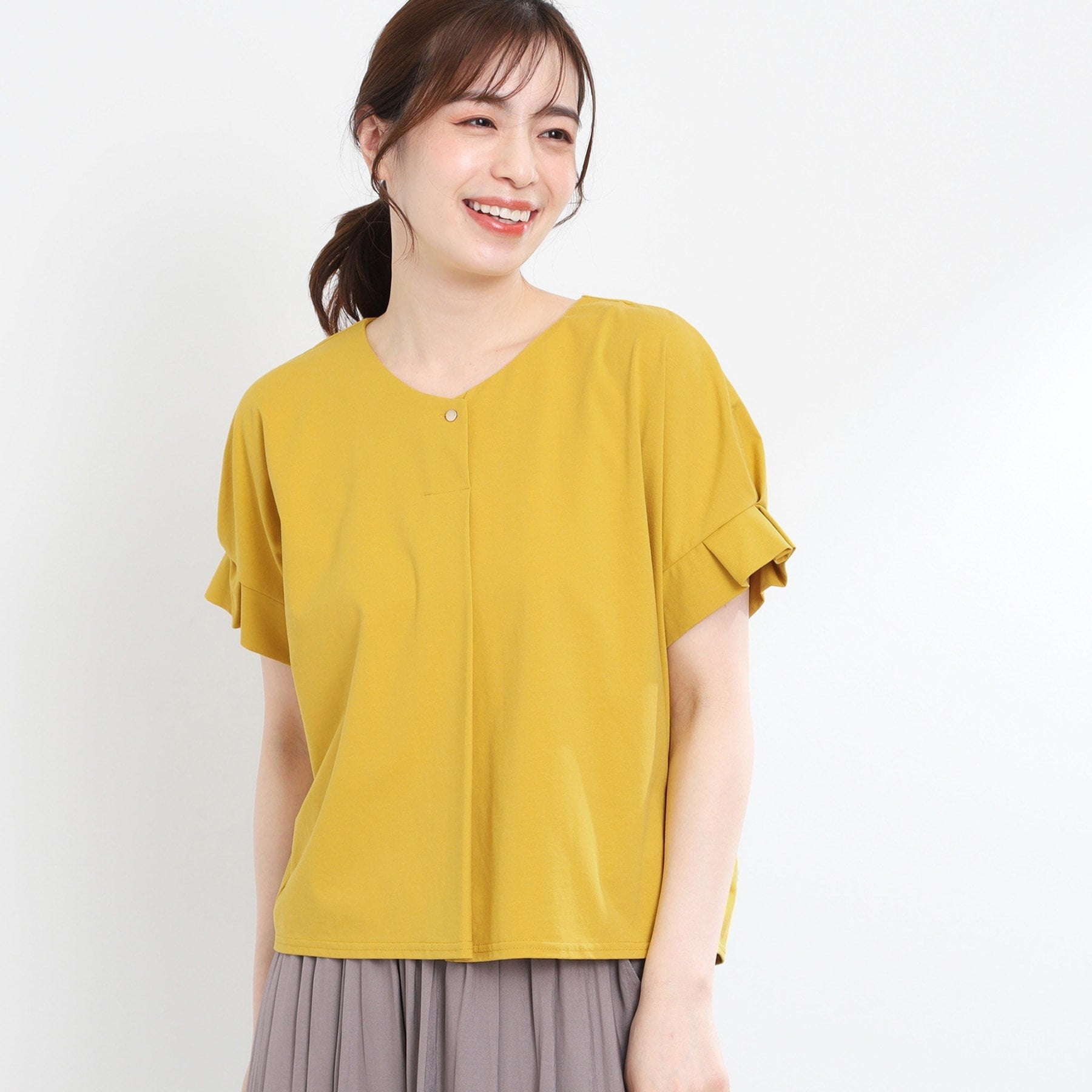 リフレクト Reflect 【E-QUALITY】Vネックジャージカットソー （チャコールグレー(014)） チャコールグレー(014)