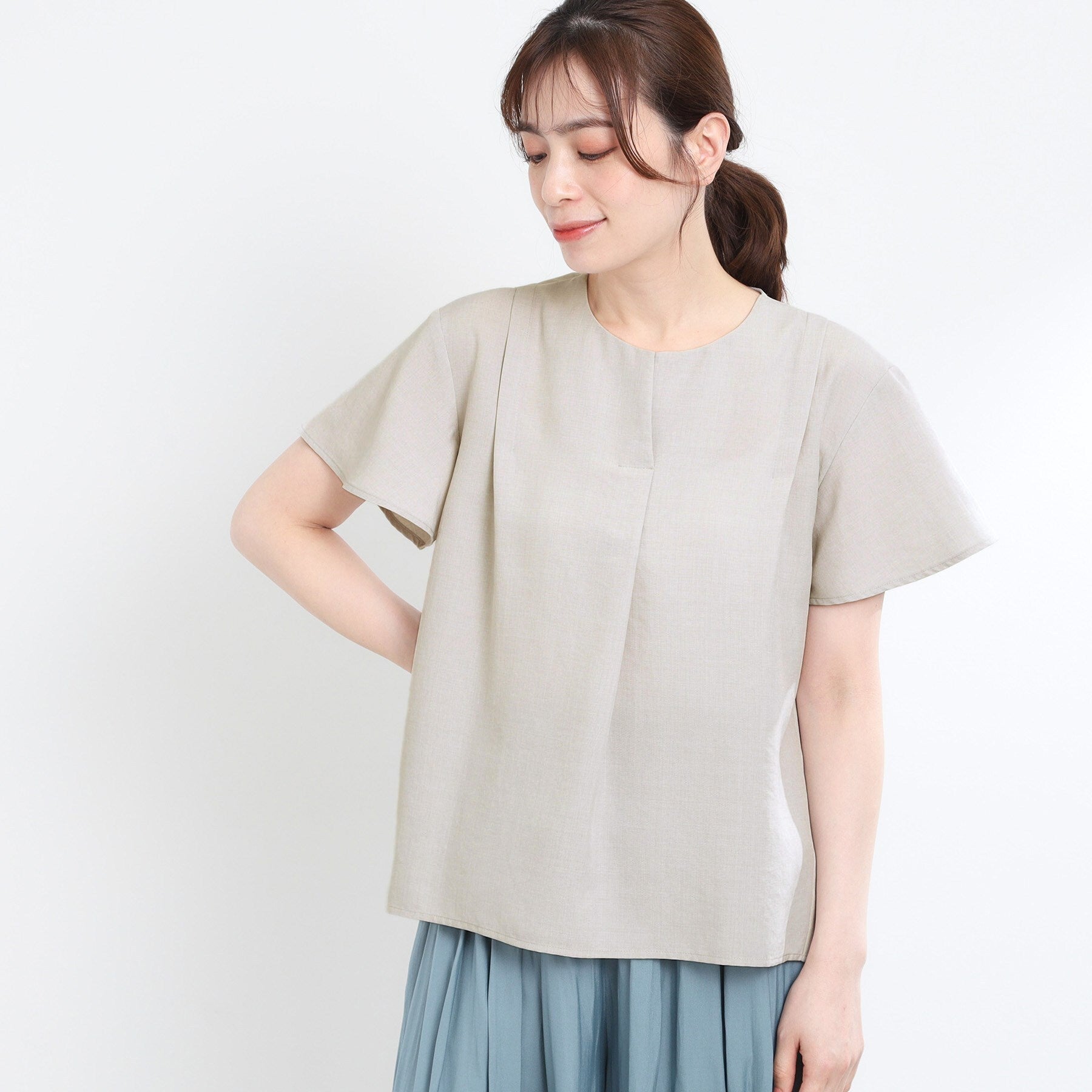 リフレクト Reflect 【E-QUALITY】ドライタッチスキッパーネックブラウス （マスタード(033)） マスタード(033)