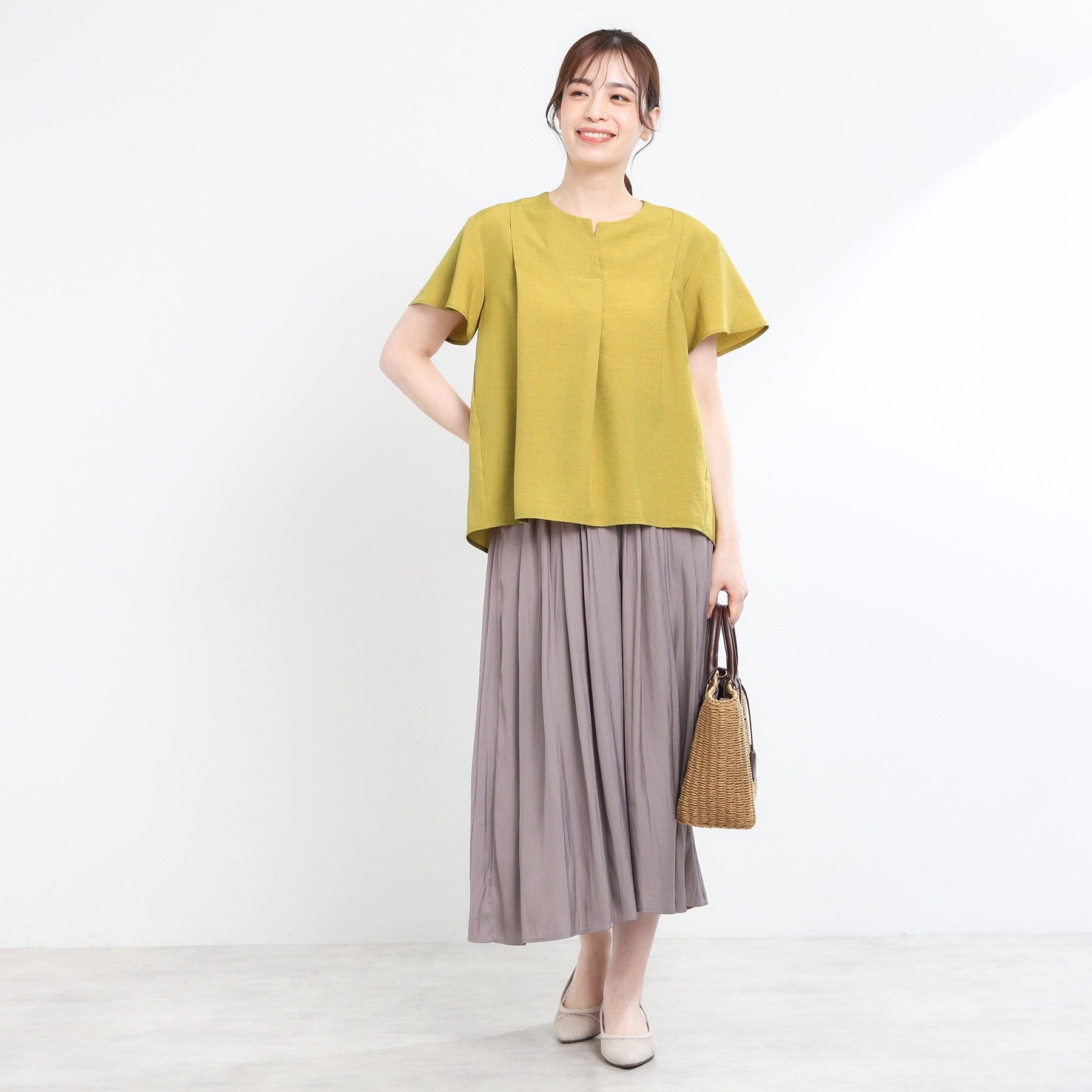 リフレクト Reflect 【E-QUALITY】ドライタッチスキッパーネックブラウス （マスタード(033)） マスタード(033)