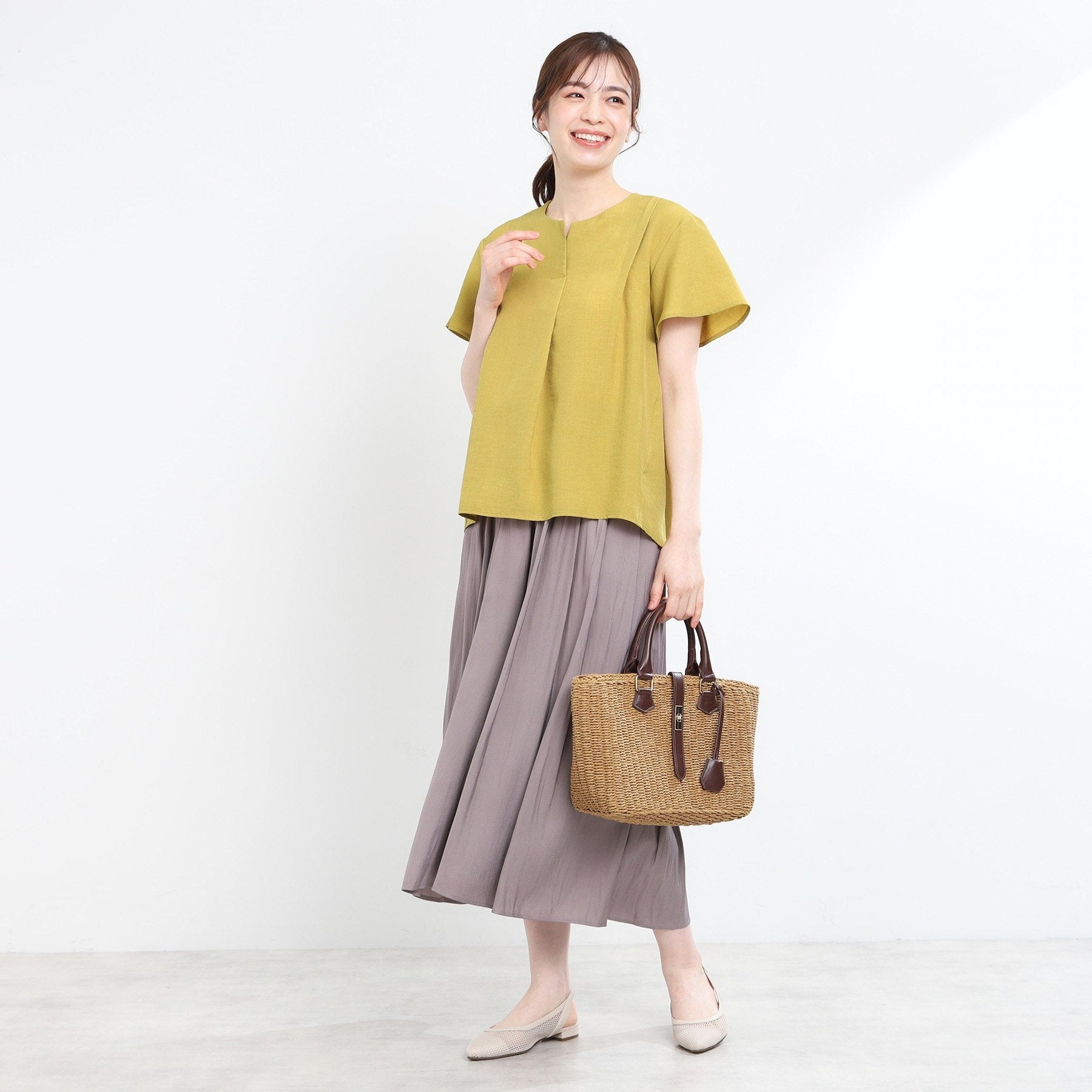 リフレクト Reflect 【E-QUALITY】ドライタッチスキッパーネックブラウス （マスタード(033)） マスタード(033)