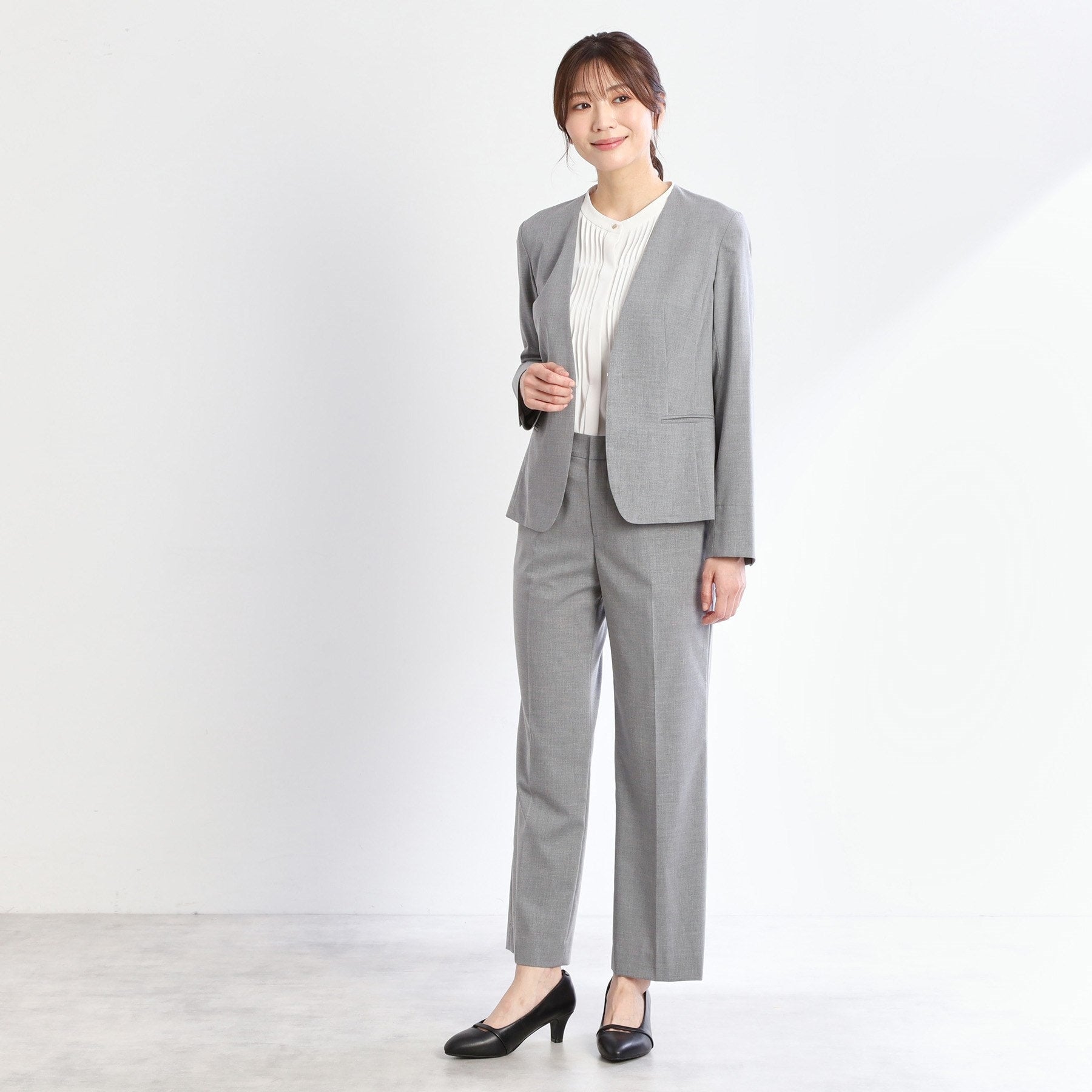 リフレクト Reflect 【接触冷感／洗える／セットアップ可／秋まで着られる◎】ノーカラージャケット （ピンクベージュ(053)） ピンクベージュ(053)