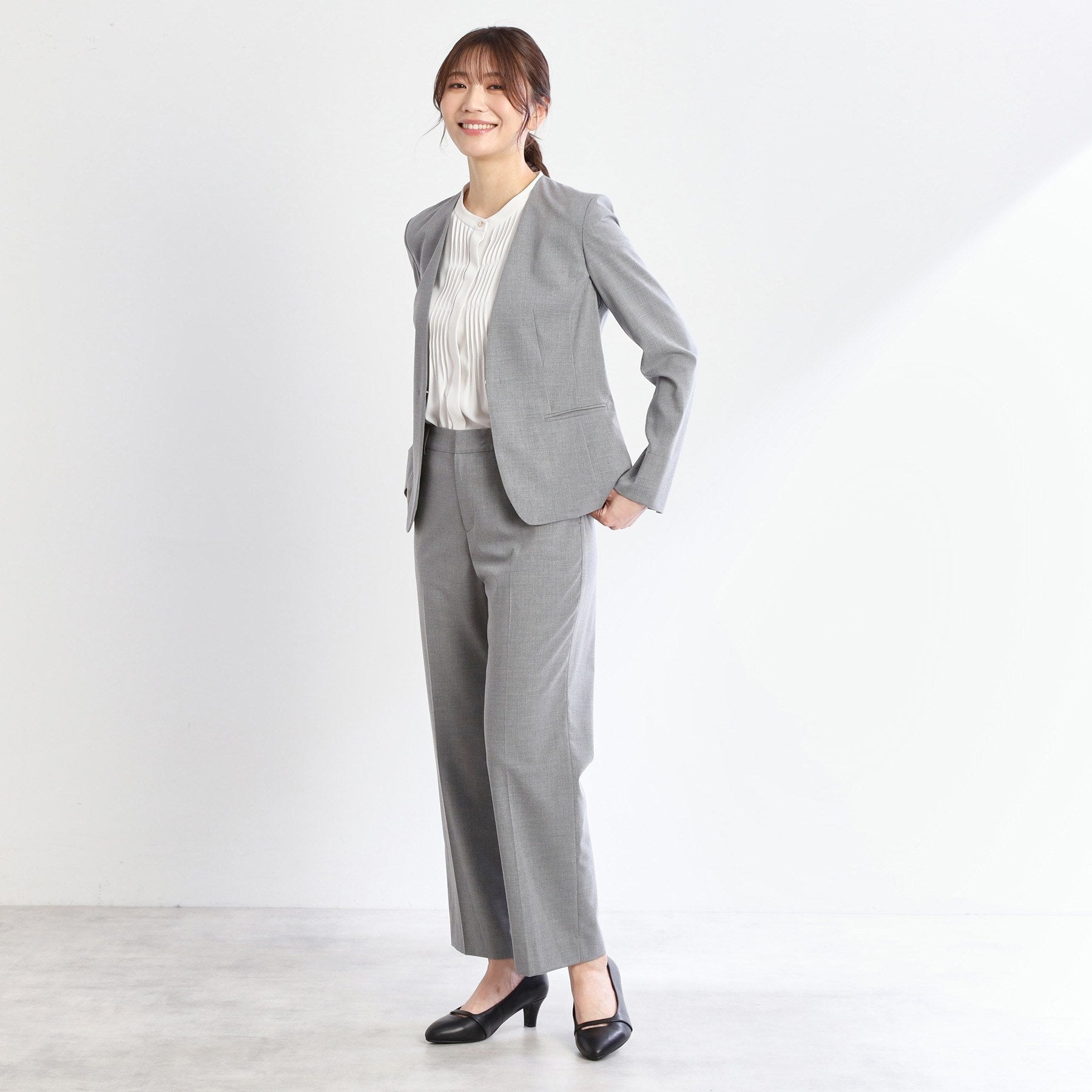 リフレクト Reflect 【接触冷感／洗える／セットアップ可／秋まで着られる◎】ノーカラージャケット （ピンクベージュ(053)） ピンクベージュ(053)