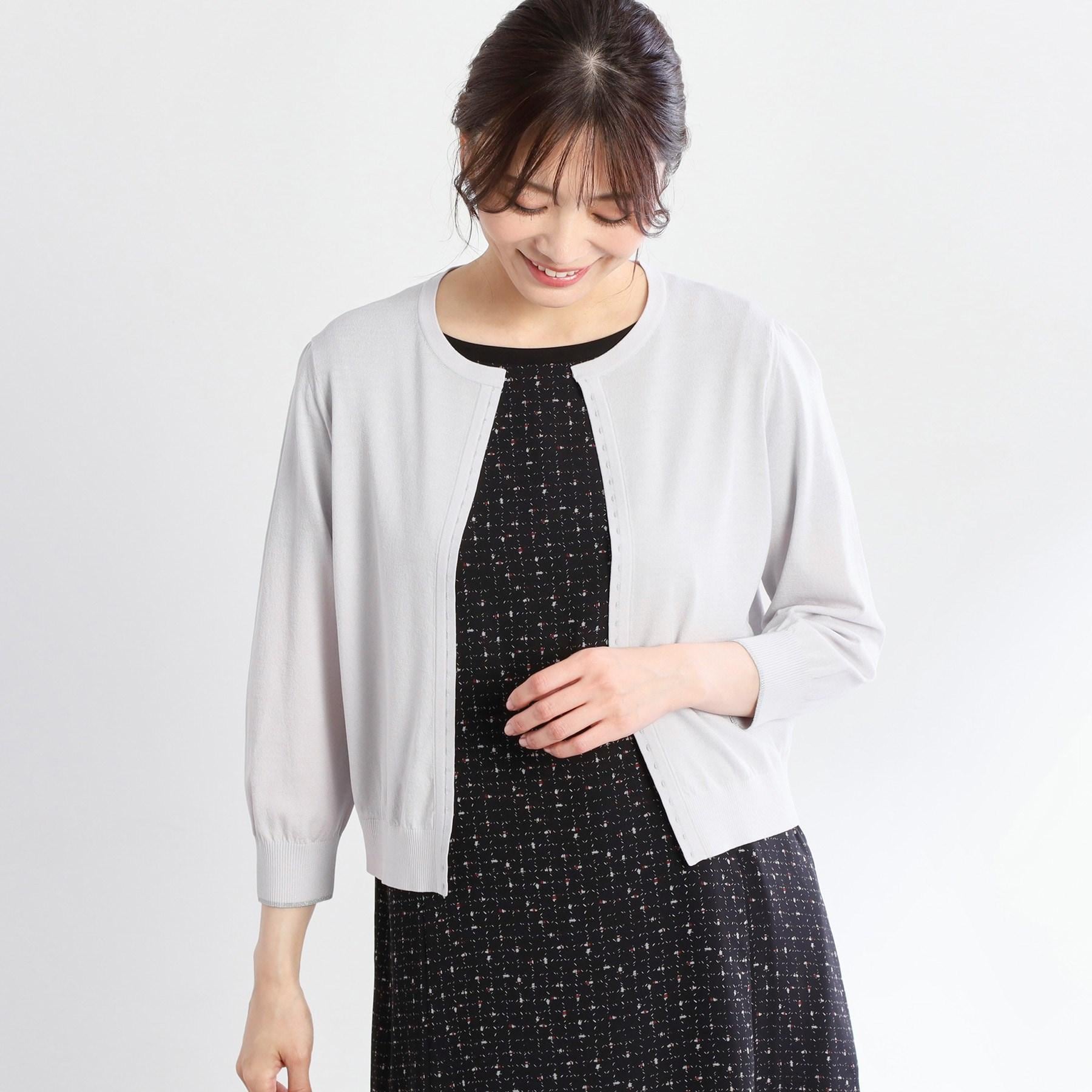 リフレクト Reflect 【手洗い可】7分袖ドライタッチカーディガン （ライトグレー(011)） ライトグレー(011)