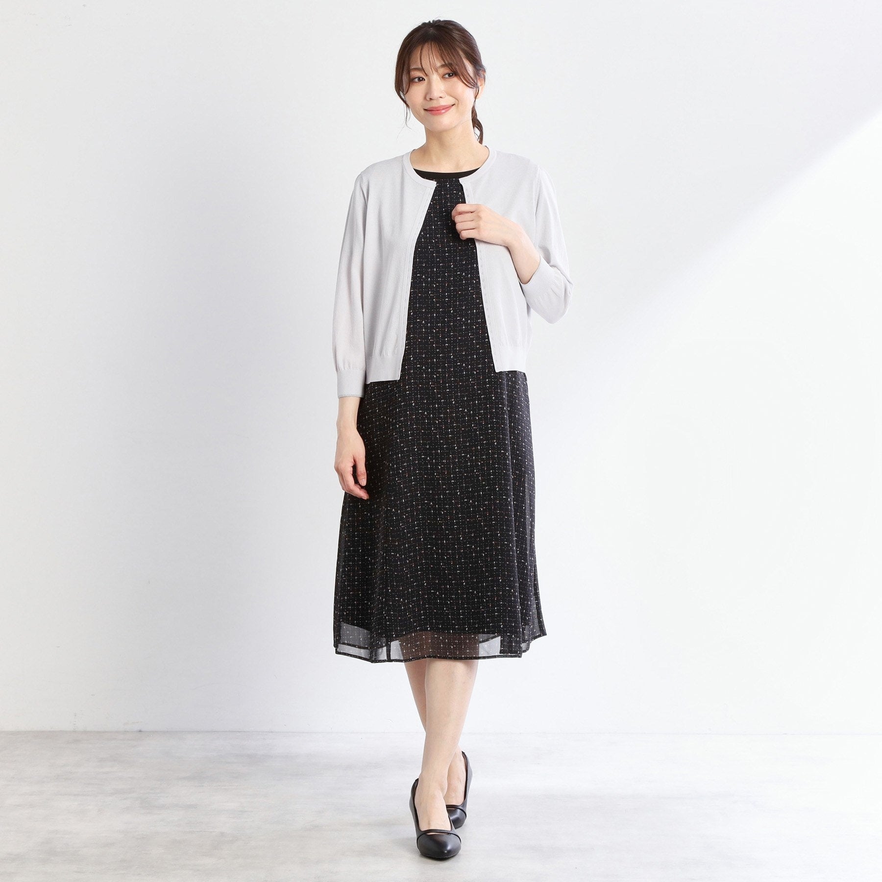 リフレクト Reflect 【手洗い可】7分袖ドライタッチカーディガン （ライトグレー(011)） ライトグレー(011)