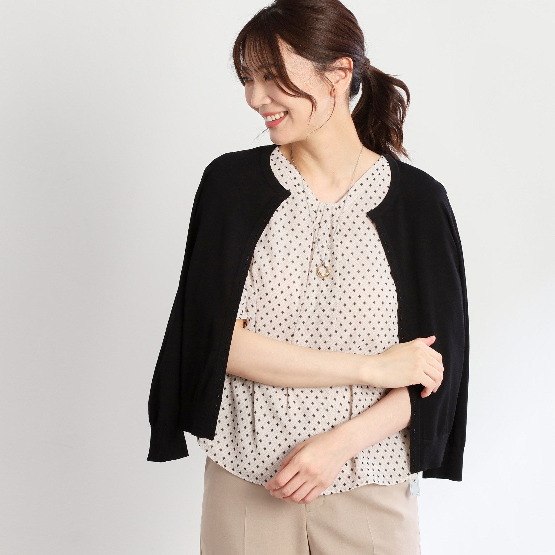 リフレクト Reflect 【手洗い可】7分袖ドライタッチカーディガン （ライトグレー(011)） ライトグレー(011)