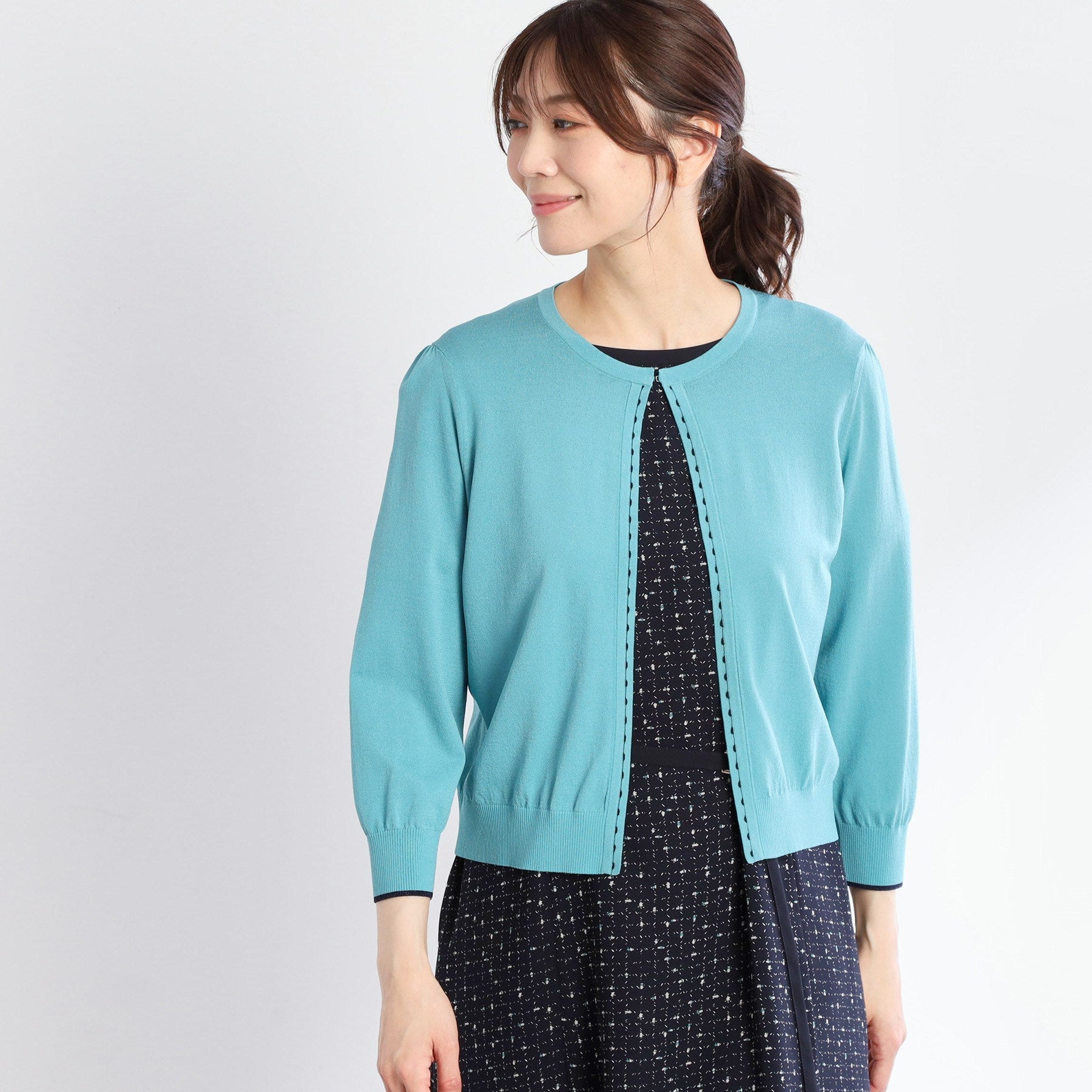 リフレクト Reflect 【手洗い可】7分袖ドライタッチカーディガン （ライトグレー(011)） ライトグレー(011)