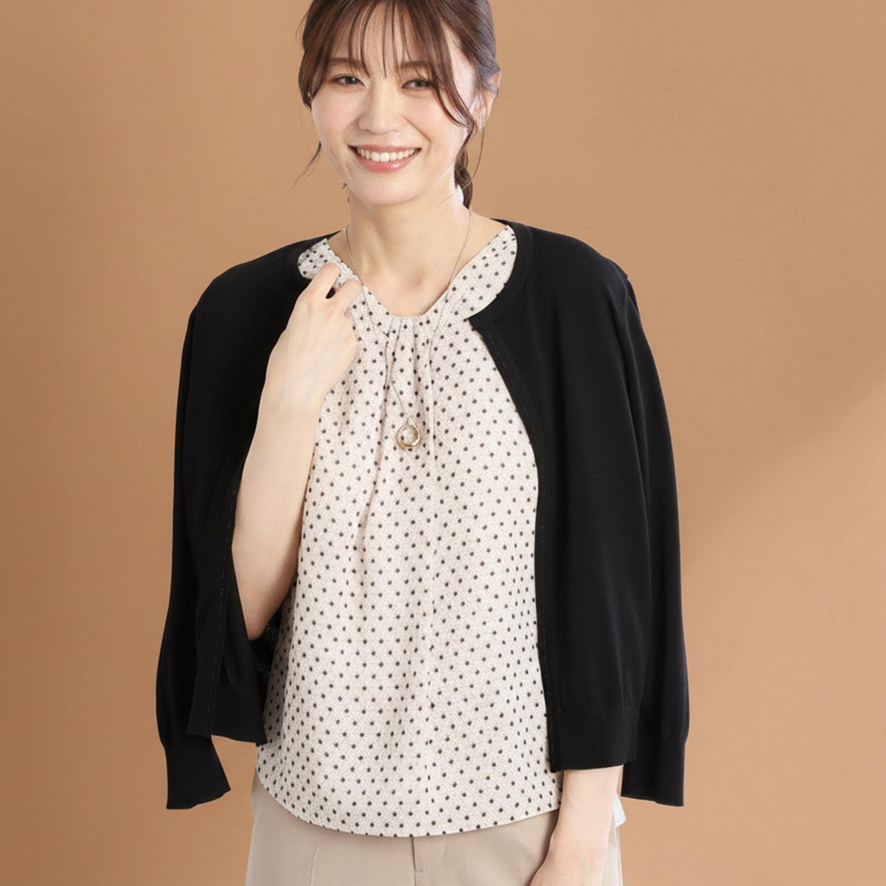 リフレクト Reflect 【手洗い可】7分袖ドライタッチカーディガン （ブラック(019)） ブラック(019)