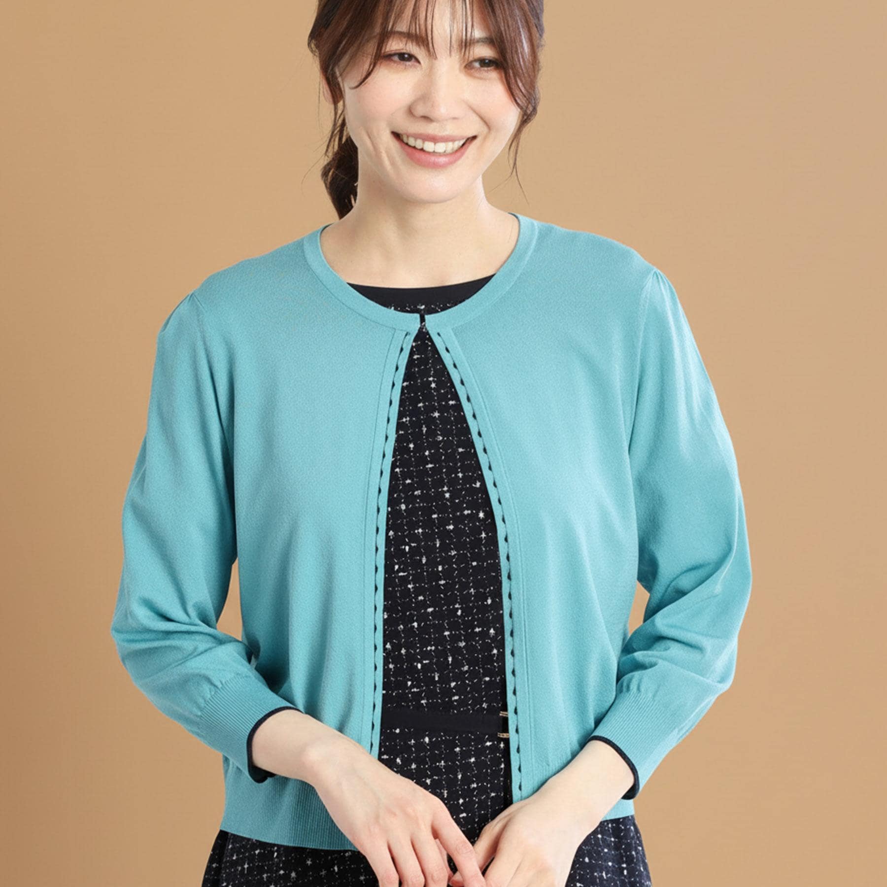 リフレクト Reflect 【手洗い可】7分袖ドライタッチカーディガン （ブルーグリーン(097)） ブルーグリーン(097)