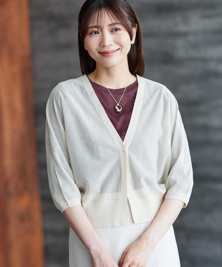 リフレクト Reflect 【手洗い可】ボレロ風シアーカーディガン （ピンク(074)） ピンク(074)