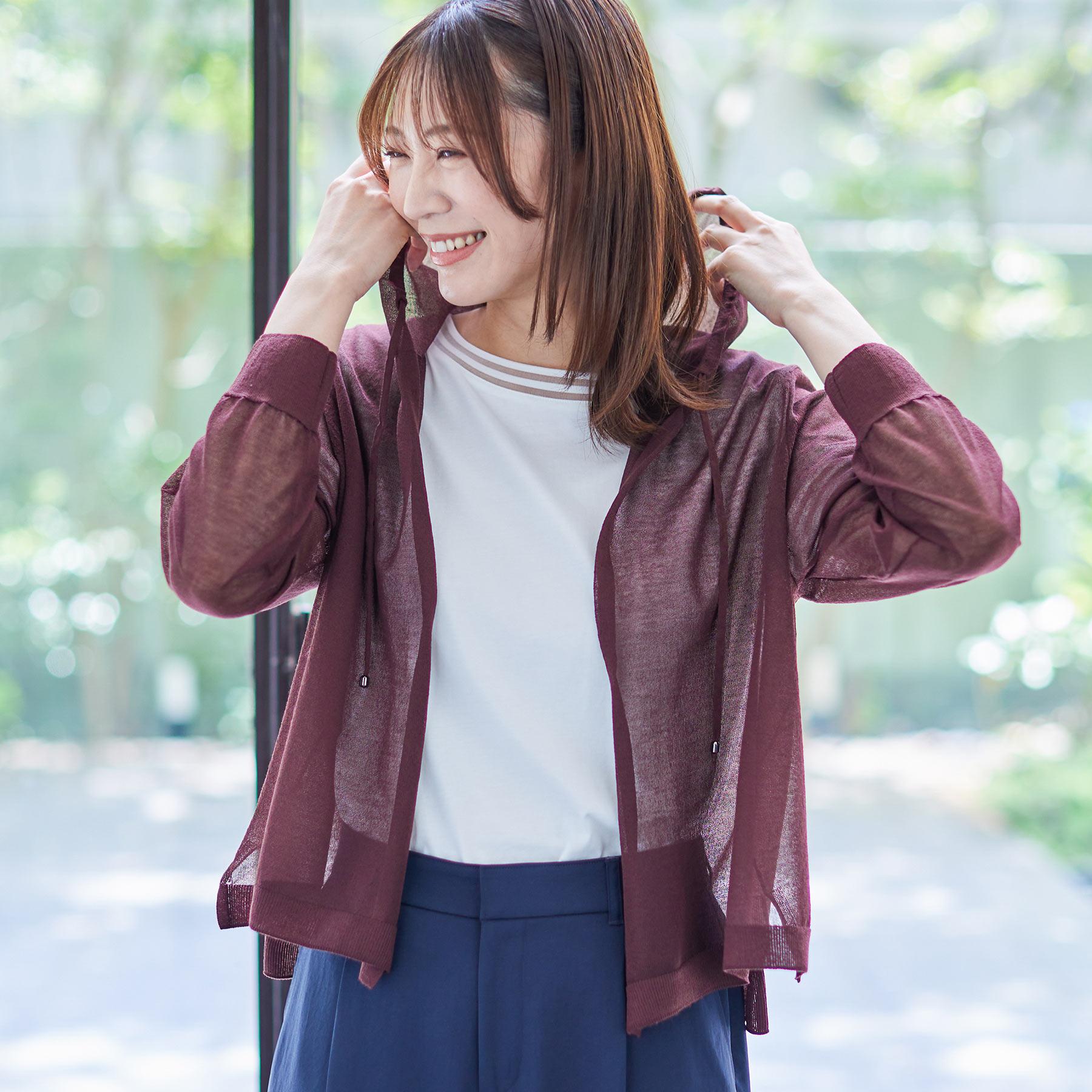 リフレクト Reflect 【手洗い可／気軽な羽織りに◎】フード付きシアーカーディガン （ブラック(019)） ブラック(019)